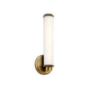 Kichler Indeco 14.5 in. LED Wall Sconce, Natural Brass with Satin Etched White Diffuser