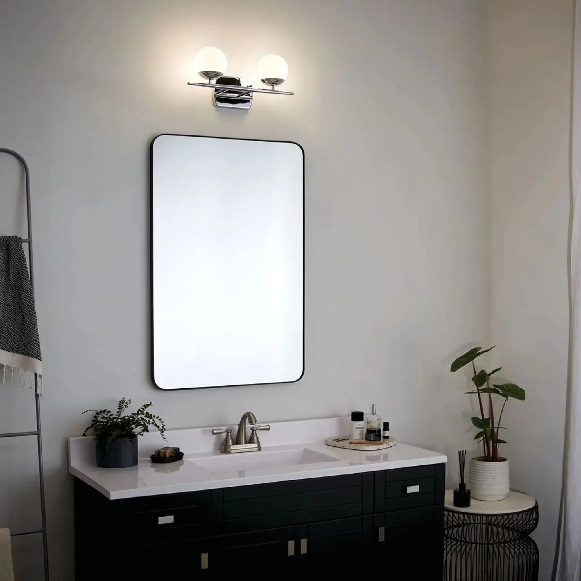 Kichler Jasper 16.5 in. 2-Light Vanity Light, Chrome with Satin Etched Cased Opal Glass