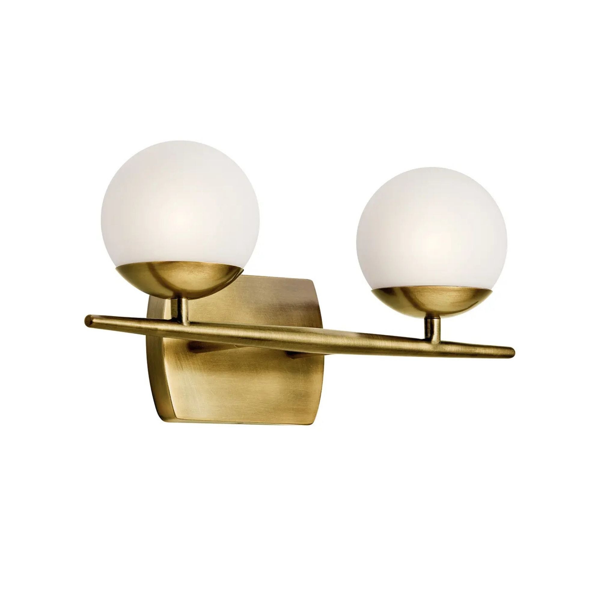 Jasper 17" 2-Light Bath Vanity Light, Natural Brass Finish