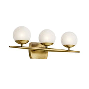 Kichler Jasper 24.5 in. 3-Light Vanity Light, Natural Brass with Satin Etched Cased Opal Glass