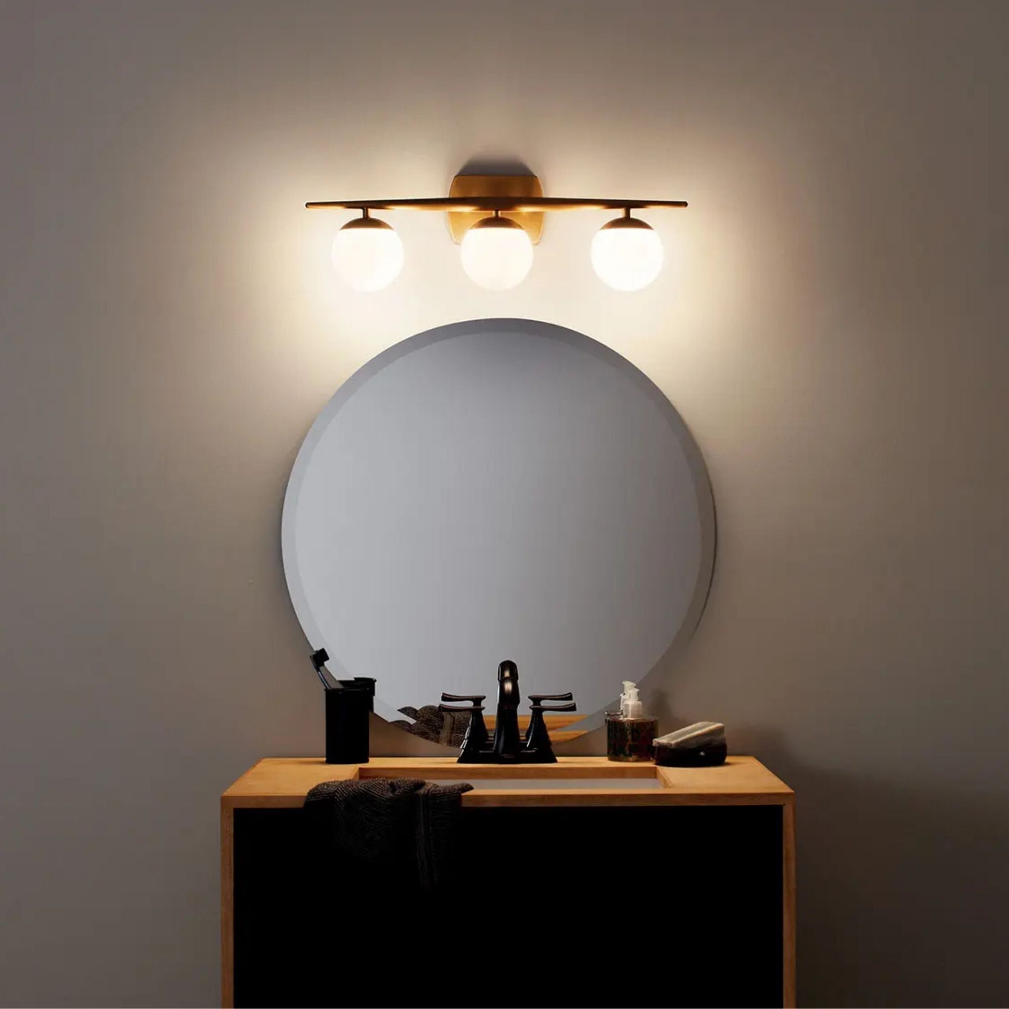 Jasper 25" 3-Light Bath Vanity Light, Natural Brass Finish