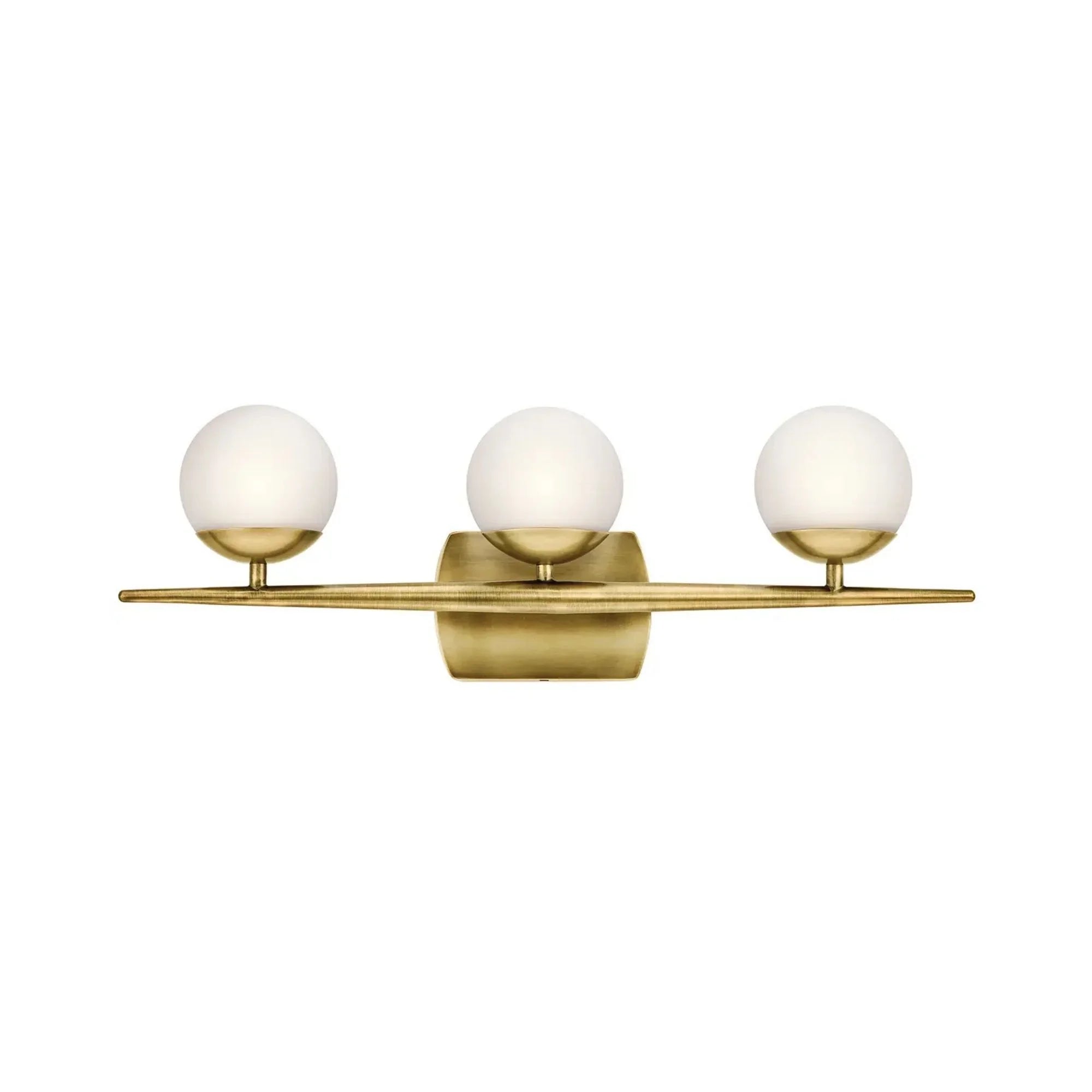 Kichler Jasper 24.5 in. 3-Light Vanity Light, Natural Brass with Satin Etched Cased Opal Glass