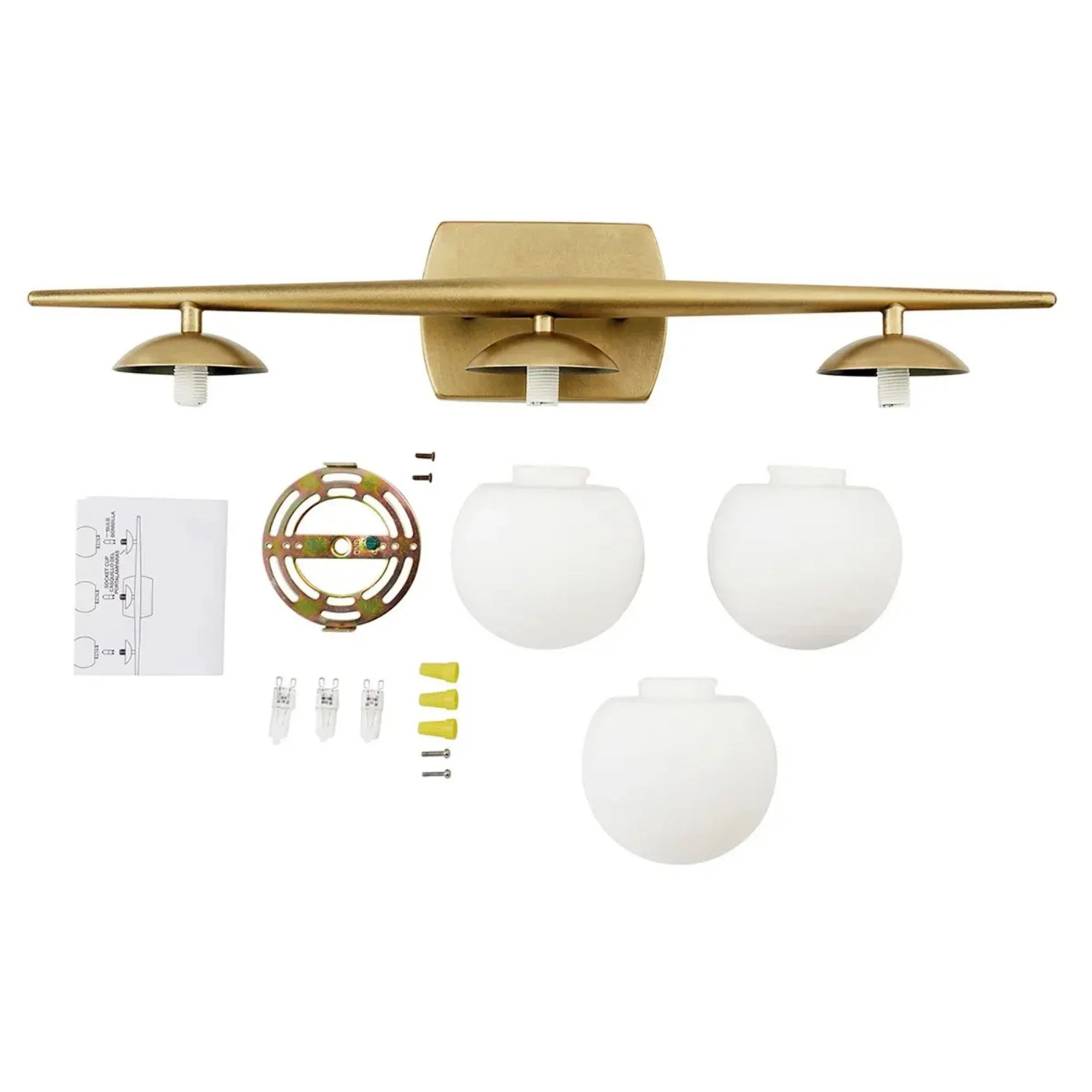 Kichler Jasper 24.5 in. 3-Light Vanity Light, Natural Brass with Satin Etched Cased Opal Glass