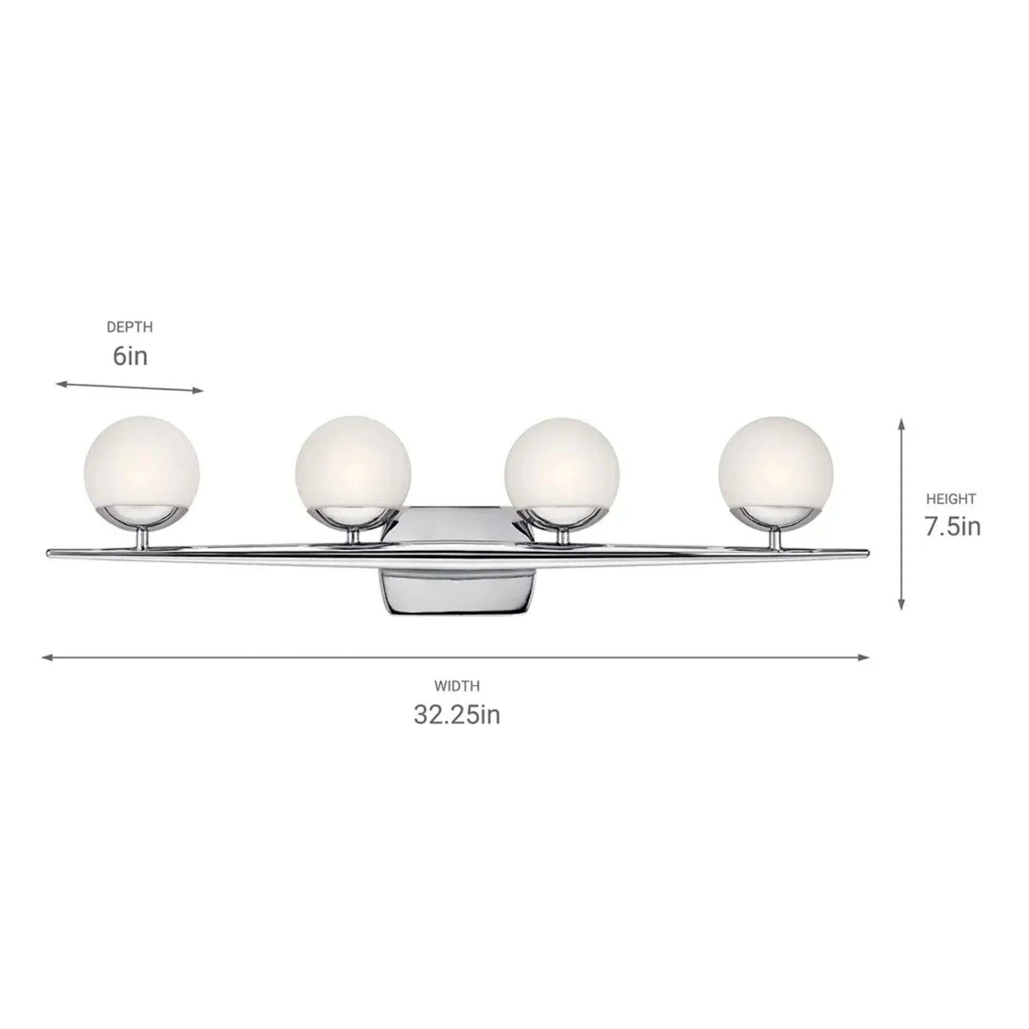 Jasper 32" 4-Light Bath Vanity Light, Chrome Finish