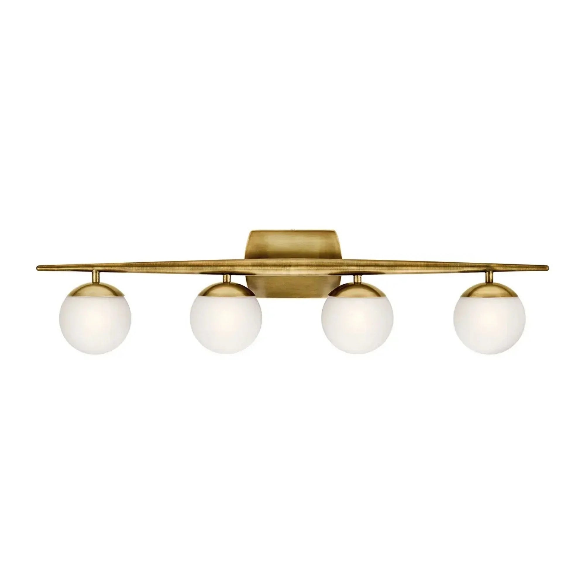 Kichler Jasper 32.25 in. 4-Light Vanity Light, Natural Brass with Satin Etched Cased Opal Glass