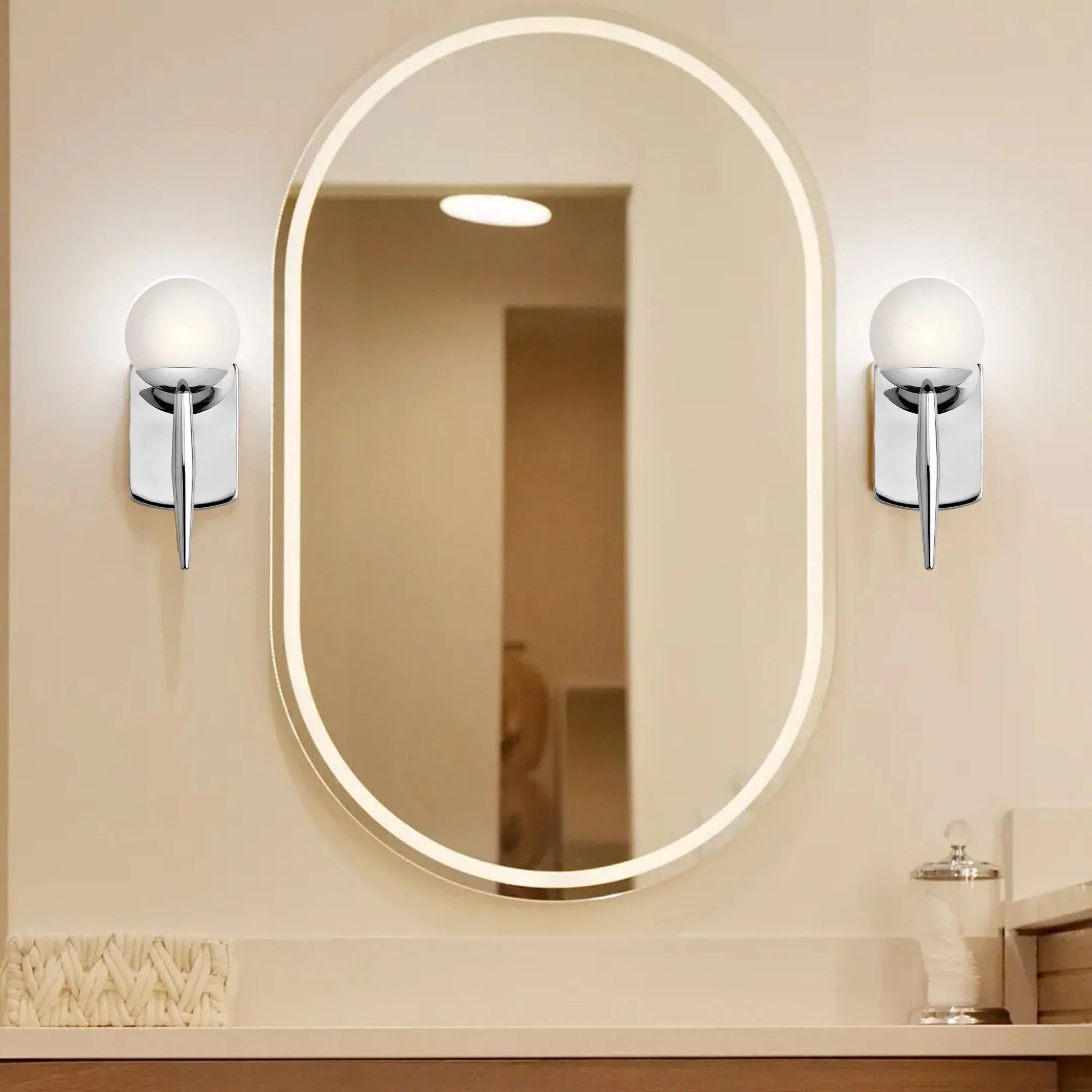 Kichler Jasper 11.75 in. Wall Sconce, Chrome with Satin Etched Cased Opal Glass
