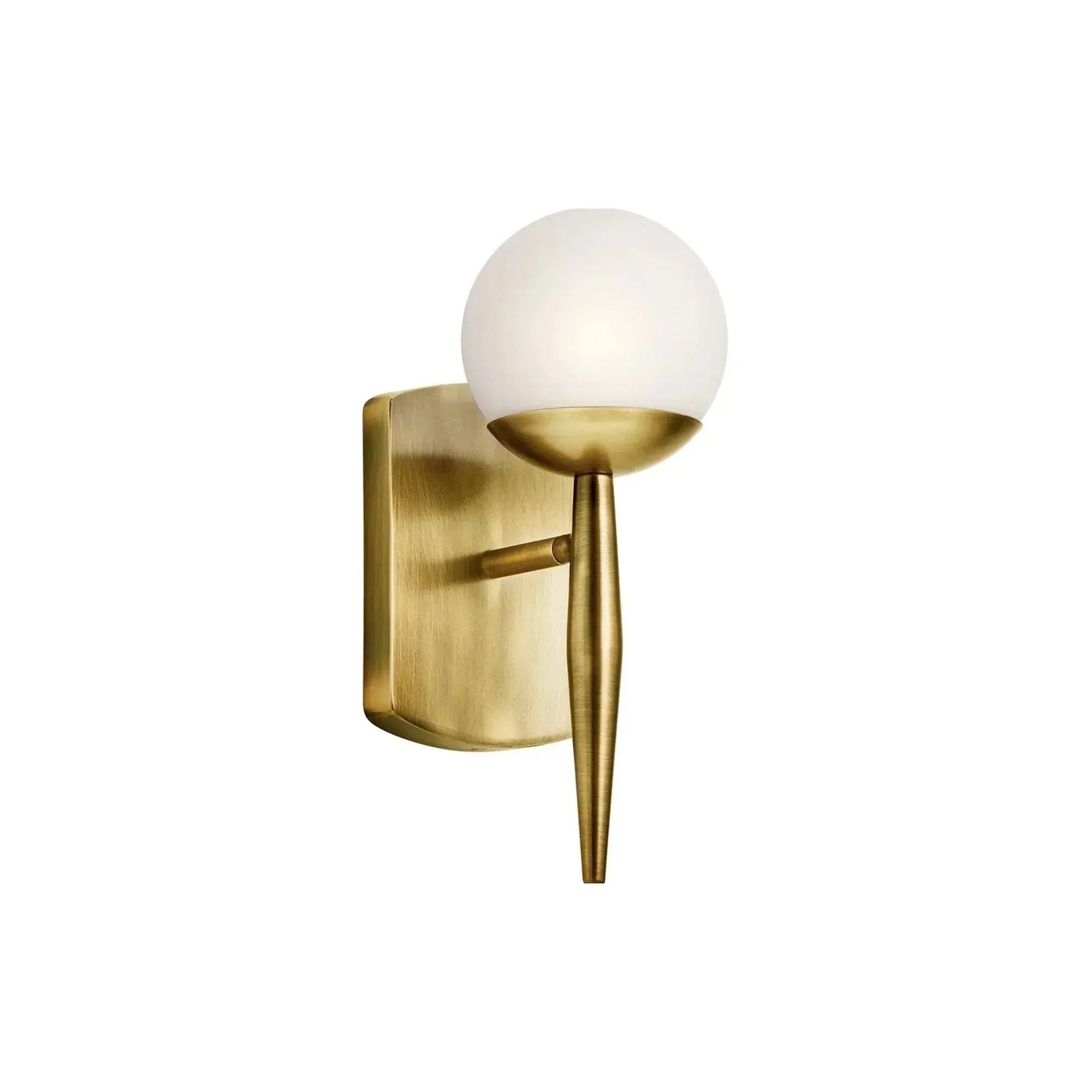 Kichler Jasper 11.75 in. Wall Sconce, Natural Brass with Satin Etched Cased Opal Glass