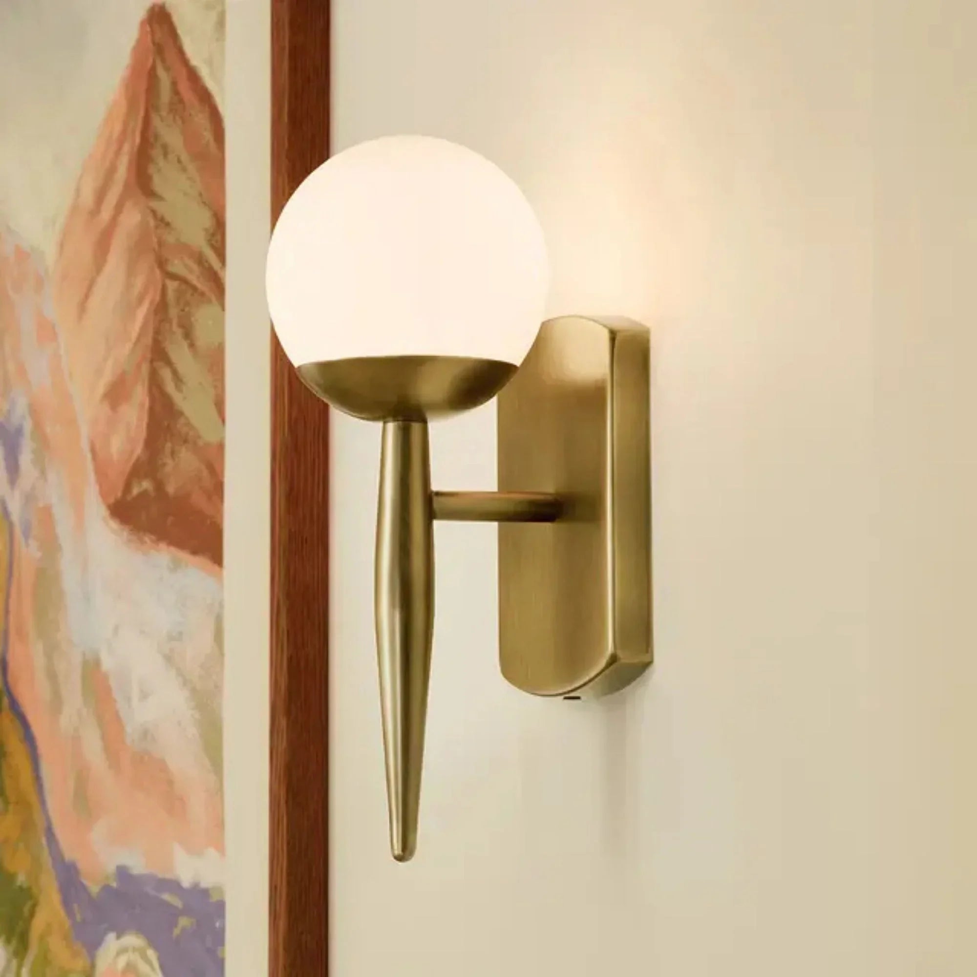 Kichler Jasper 11.75 in. Wall Sconce, Natural Brass with Satin Etched Cased Opal Glass