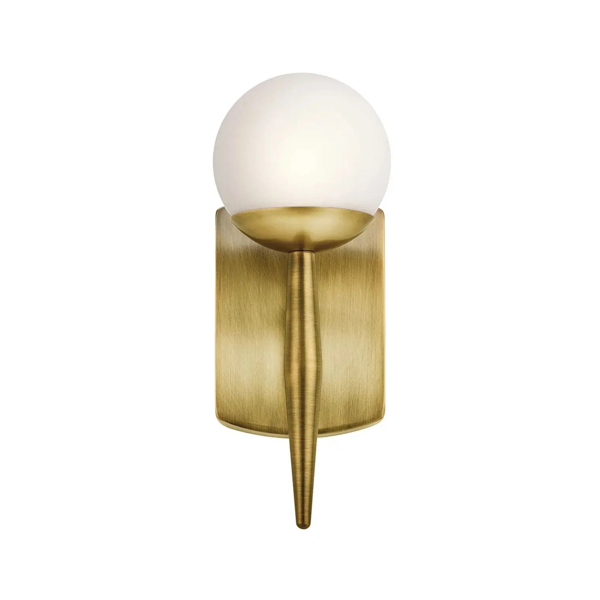 Kichler Jasper 11.75 in. Wall Sconce, Natural Brass with Satin Etched Cased Opal Glass
