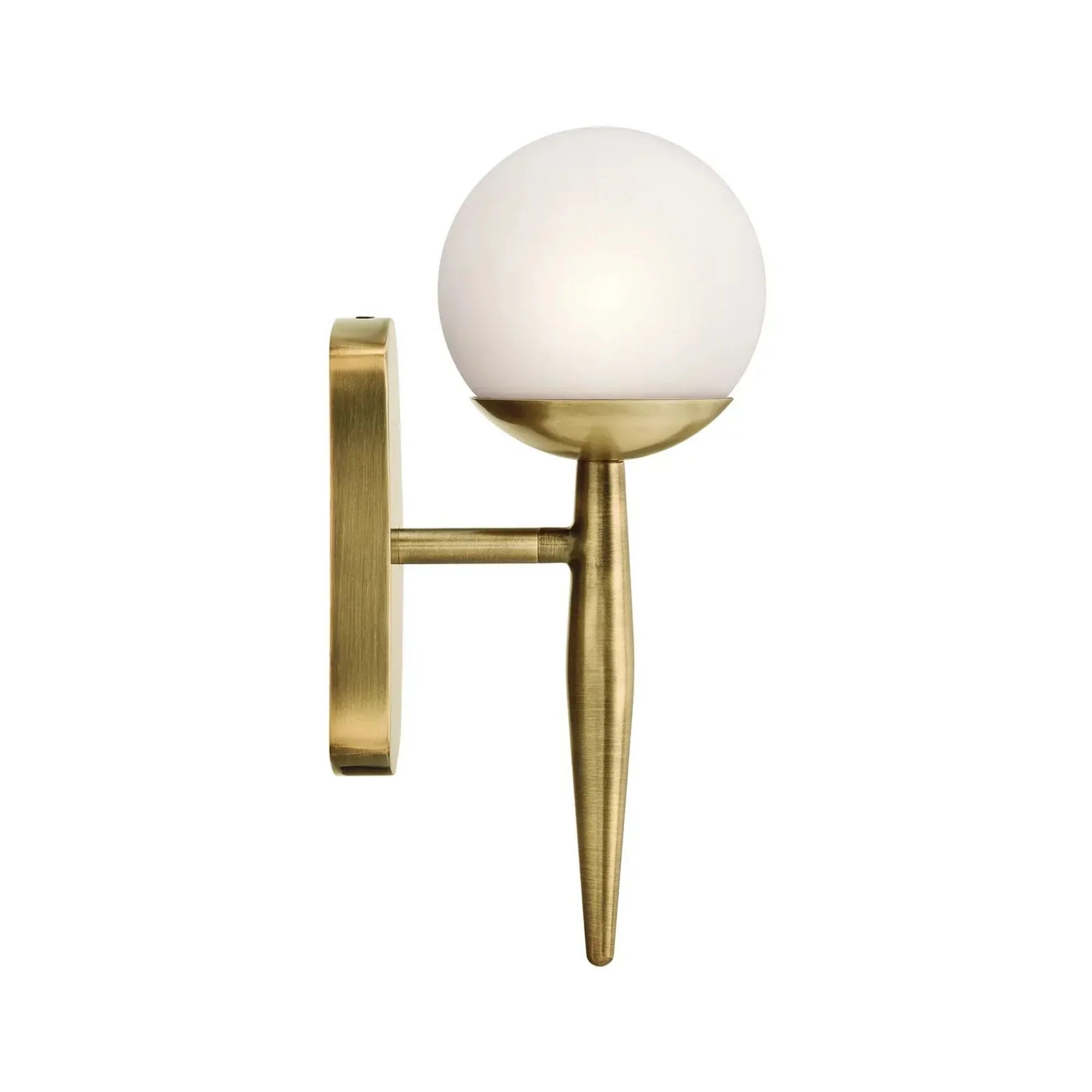 Kichler Jasper 11.75 in. Wall Sconce, Natural Brass with Satin Etched Cased Opal Glass