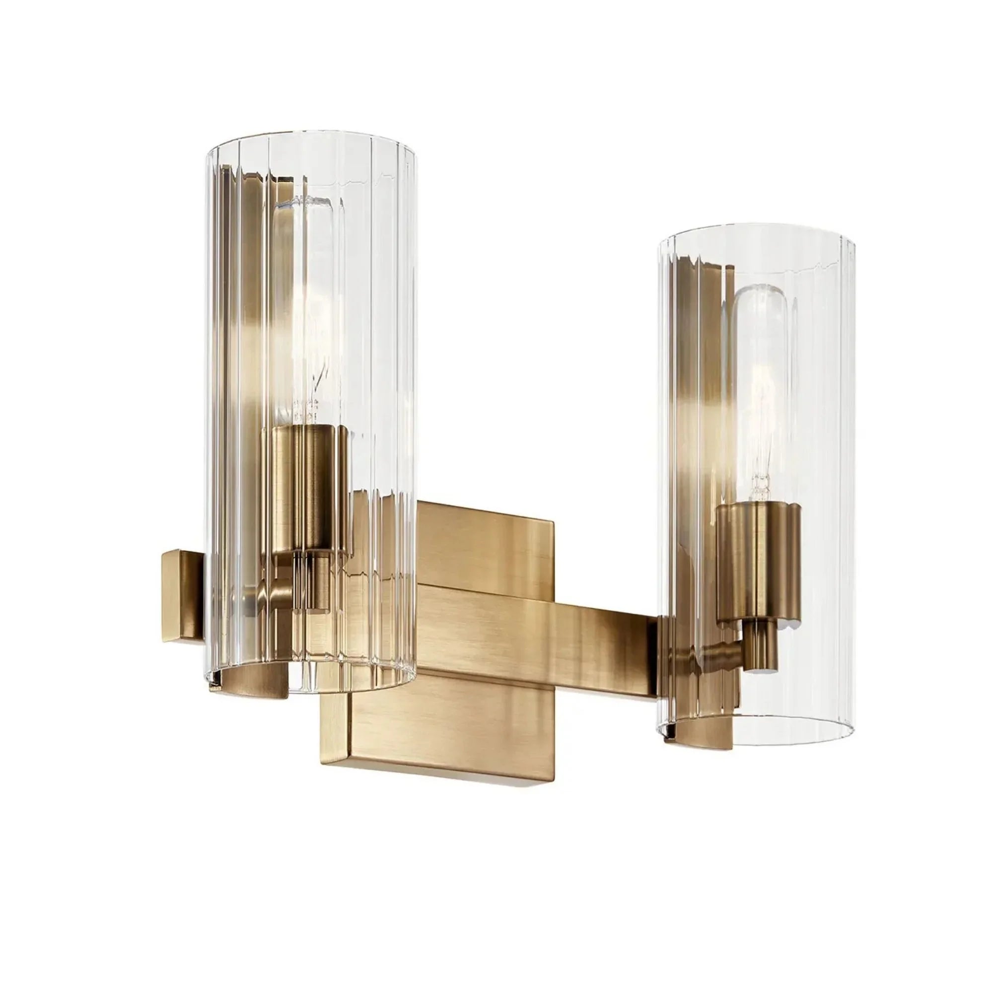 Kichler Jemsa 13.75 in. 2-Light Vanity Light, Champagne Bronze with Clear Fluted Glass