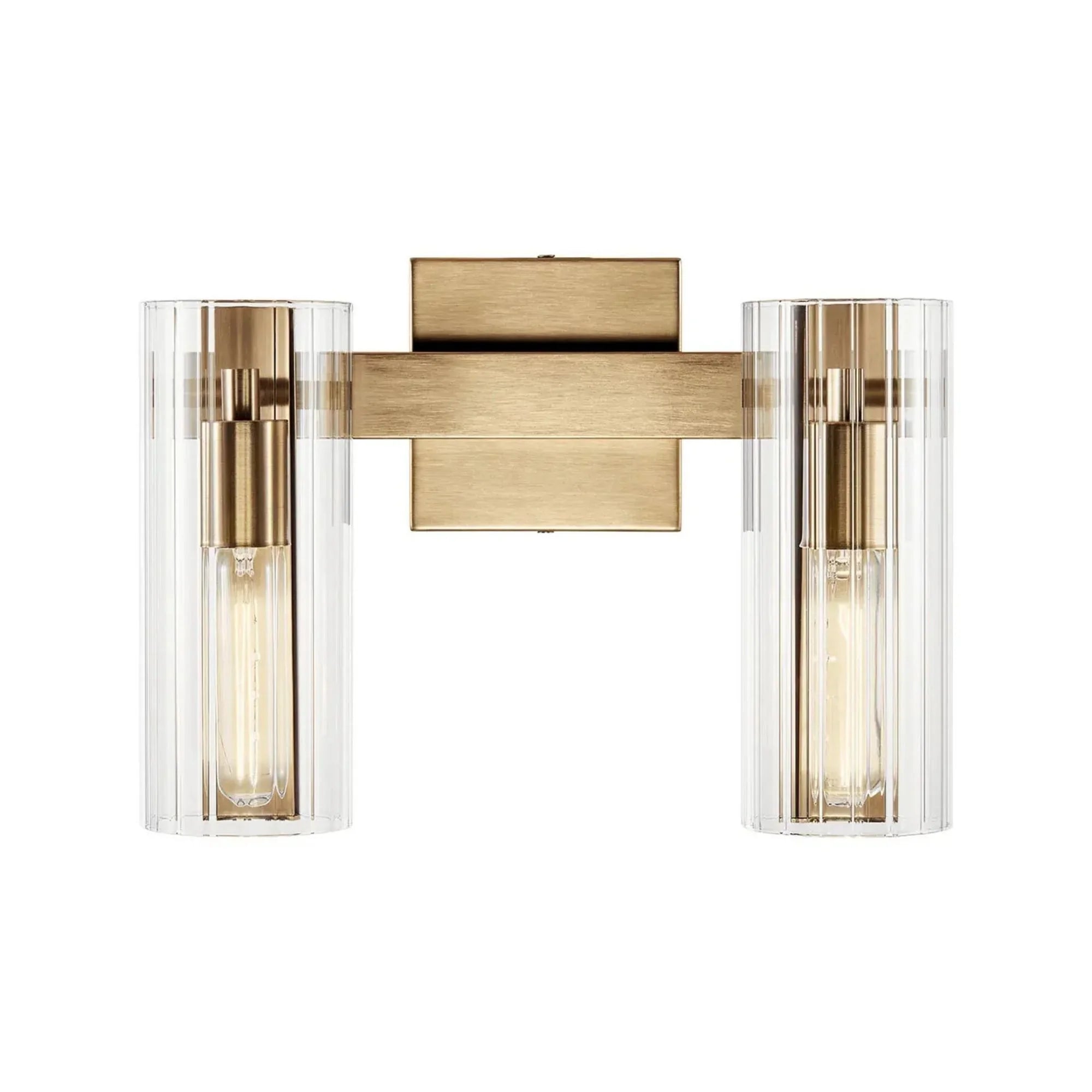 Kichler Jemsa 13.75 in. 2-Light Vanity Light, Champagne Bronze with Clear Fluted Glass