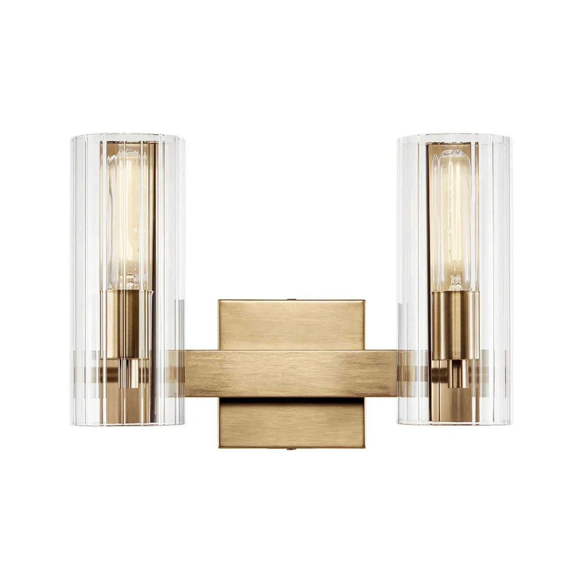 Kichler Jemsa 13.75 in. 2-Light Vanity Light, Champagne Bronze with Clear Fluted Glass