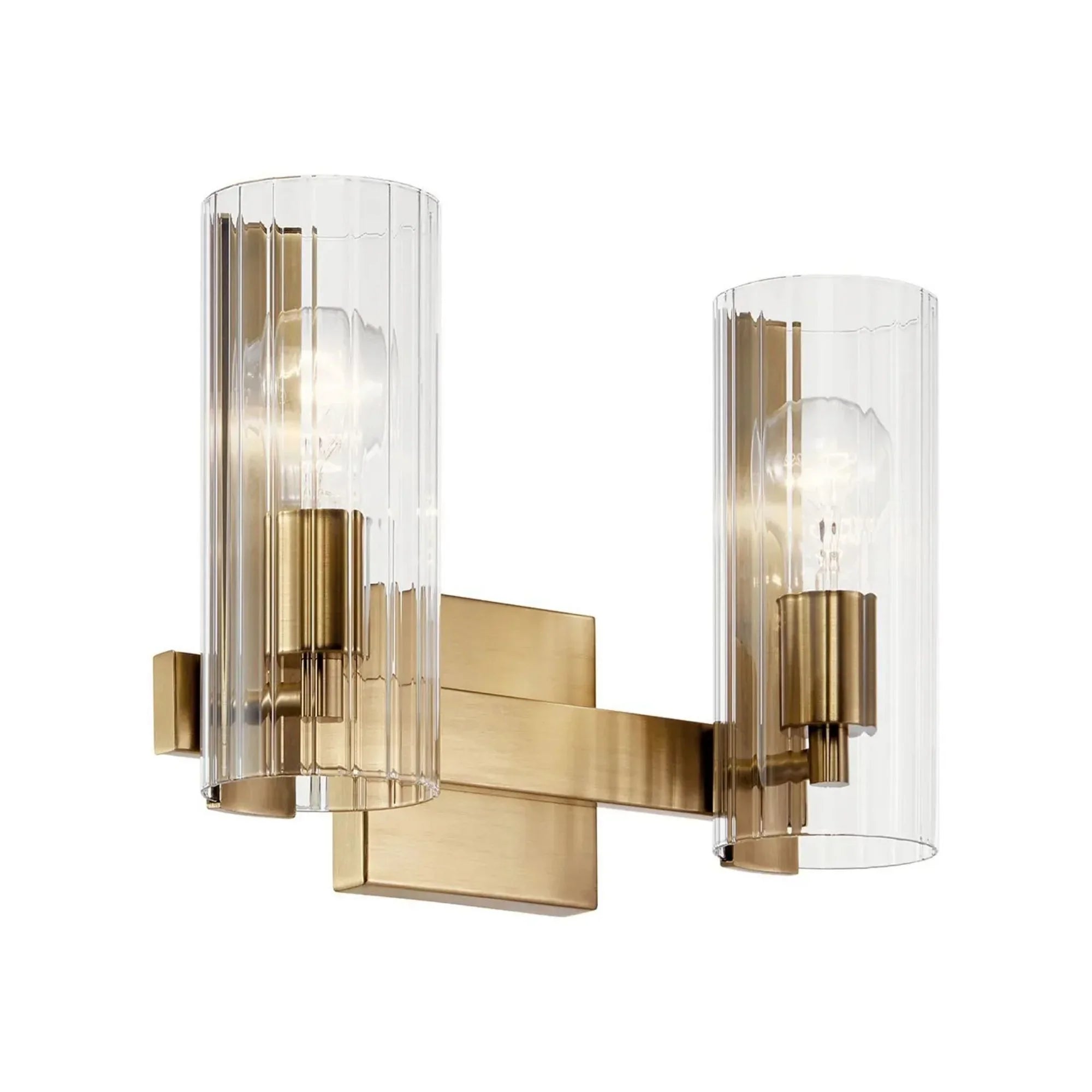 Kichler Jemsa 13.75 in. 2-Light Vanity Light, Champagne Bronze with Clear Fluted Glass