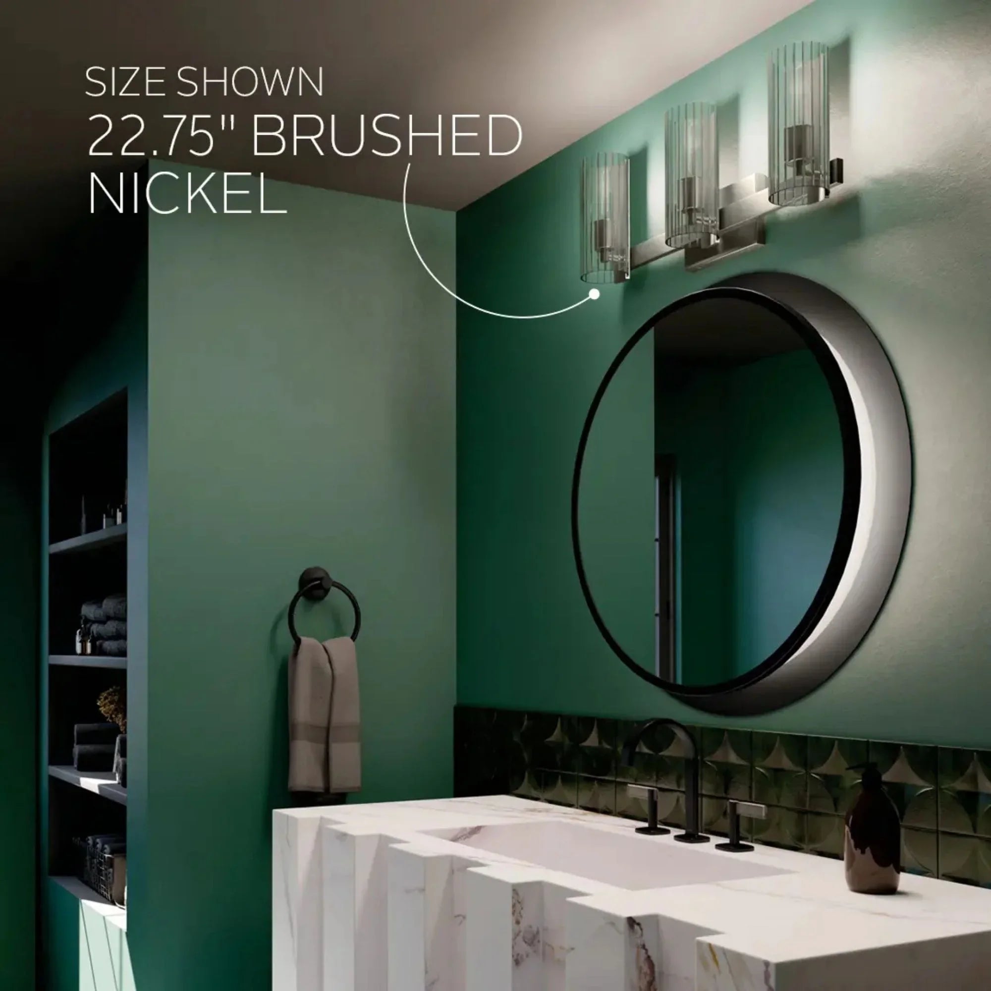 Kichler Jemsa 9.75 in. 2-Light Vanity Light, Brushed Nickel with Clear Fluted Glass