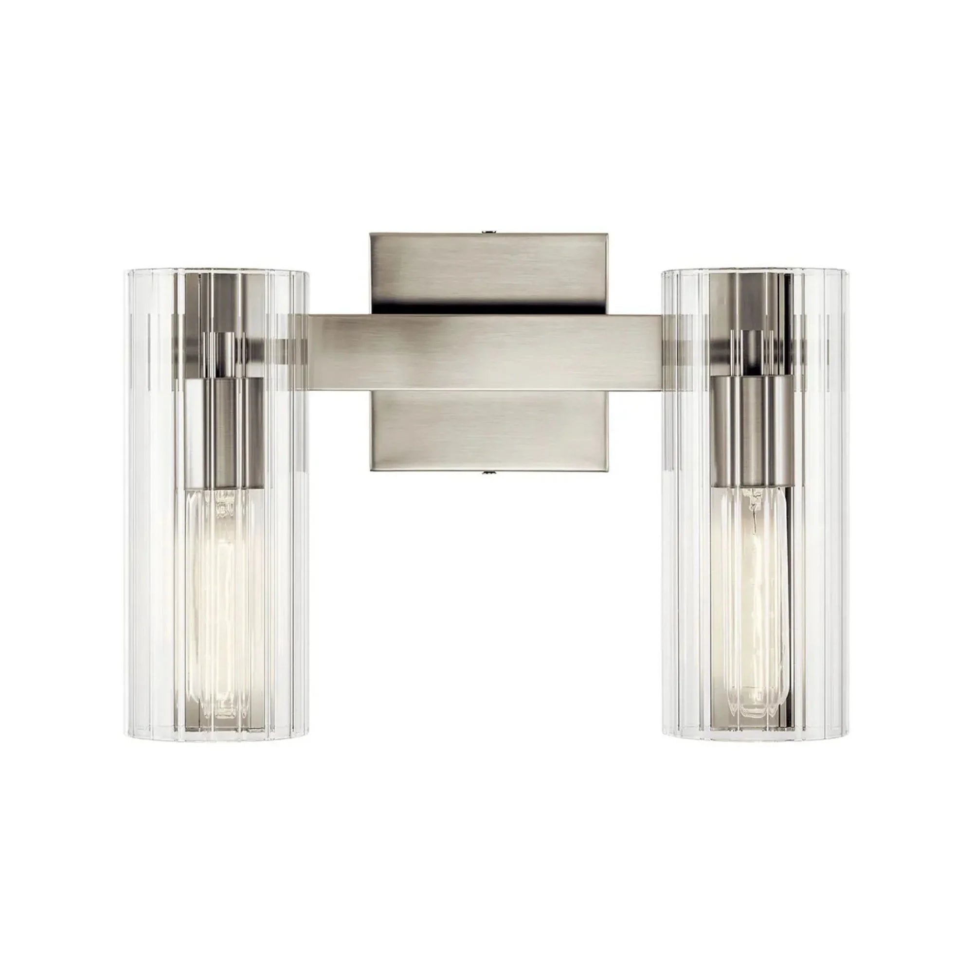 Kichler Jemsa 9.75 in. 2-Light Vanity Light, Brushed Nickel with Clear Fluted Glass