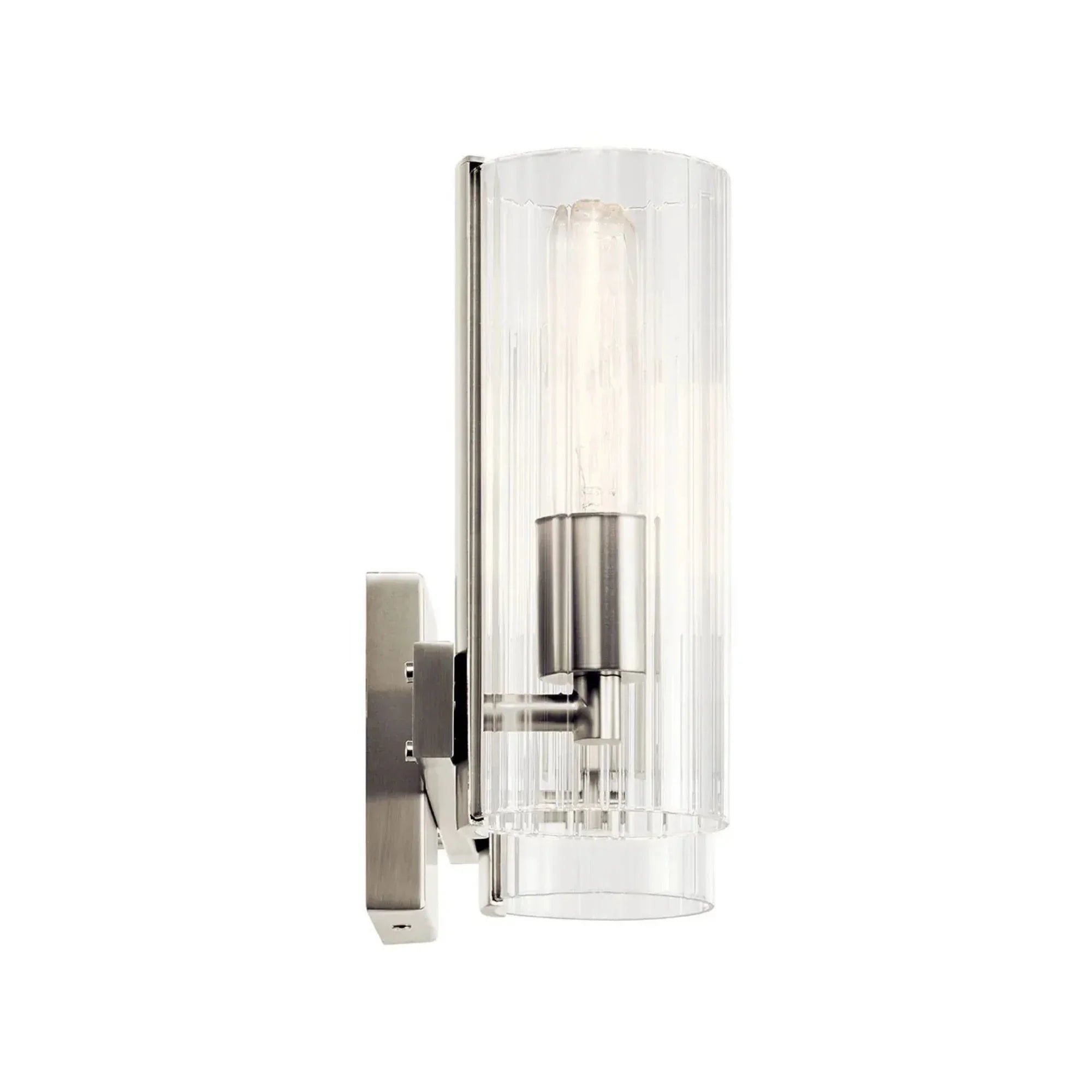 Kichler Jemsa 9.75 in. 2-Light Vanity Light, Brushed Nickel with Clear Fluted Glass