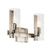 Kichler Jemsa 9.75' 2-Light Vanity Light, Polished Nickel with Clear Fluted Glass