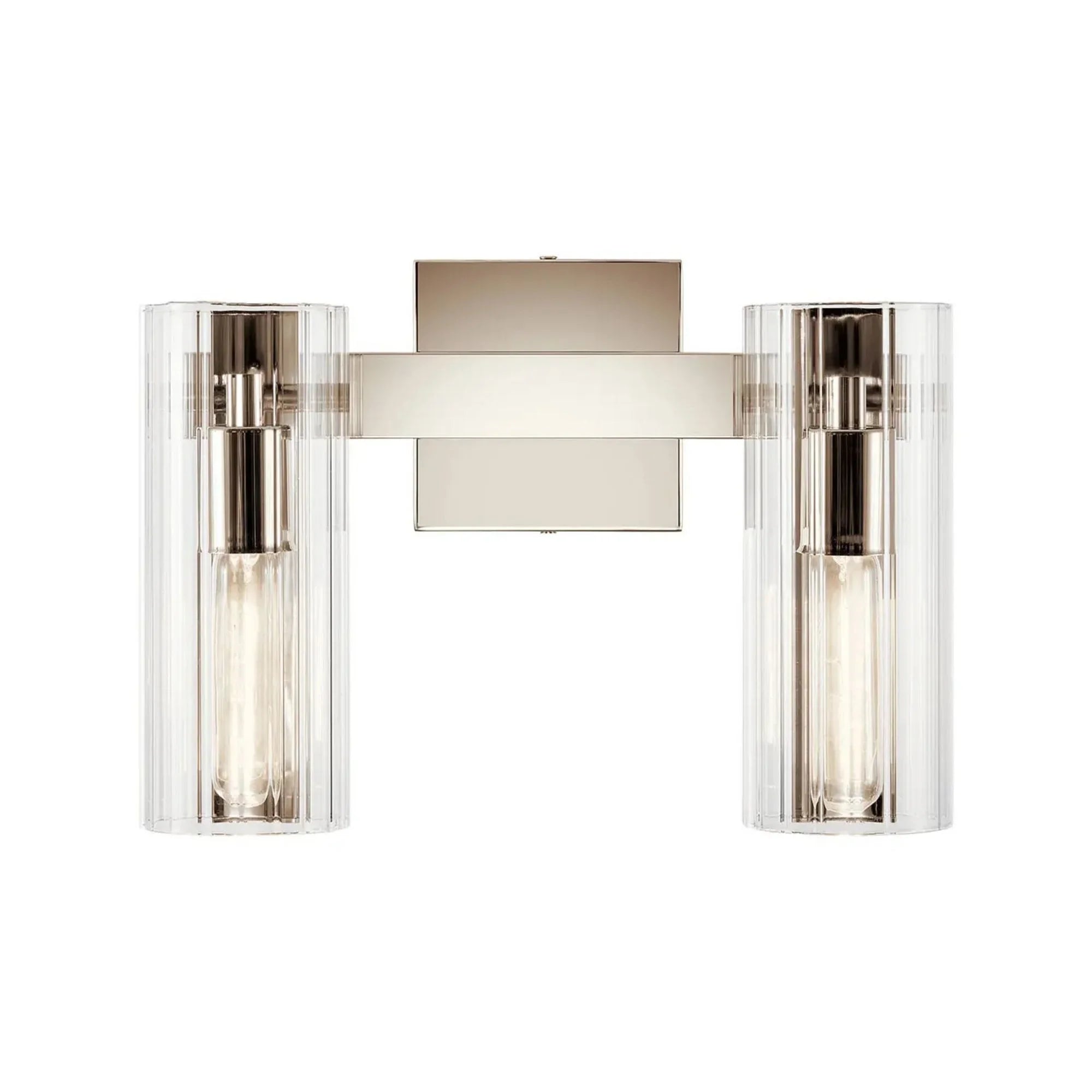 Kichler Jemsa 9.75' 2-Light Vanity Light, Polished Nickel with Clear Fluted Glass