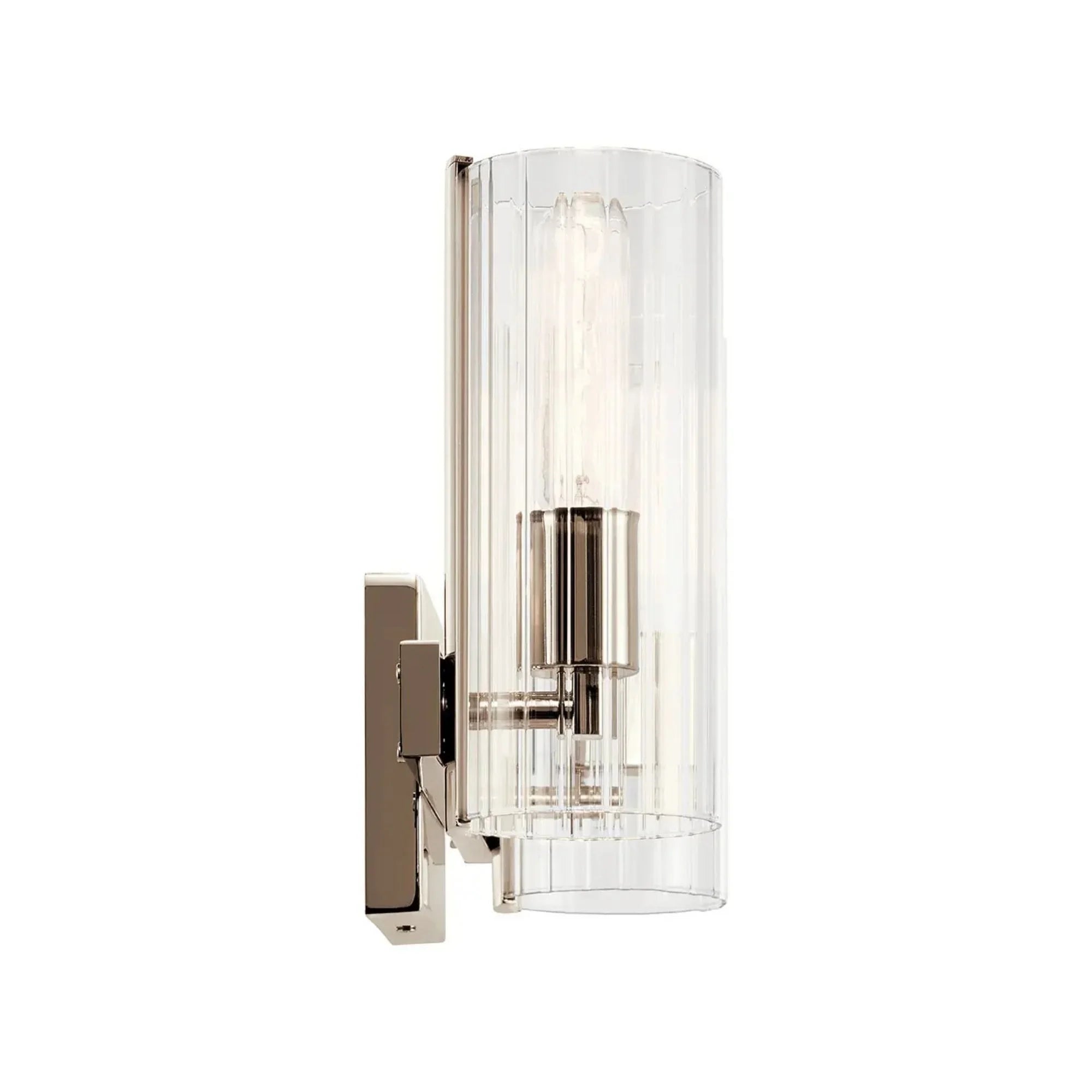 Kichler Jemsa 9.75' 2-Light Vanity Light, Polished Nickel with Clear Fluted Glass