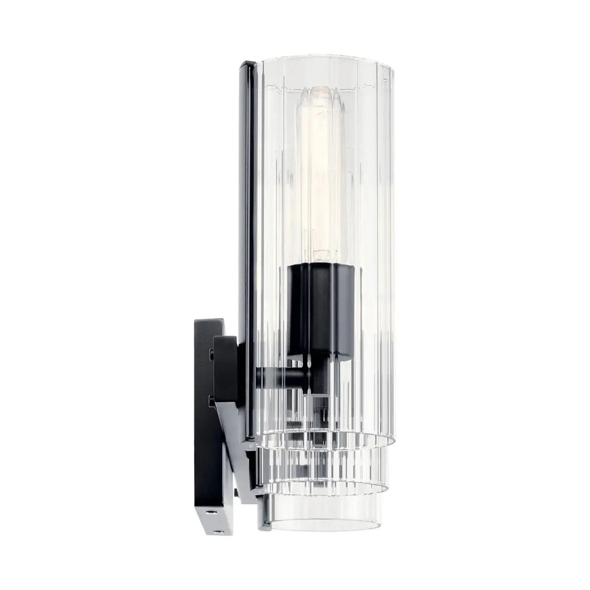 Kichler Jemsa 22.75' 3-Light Vanity Light, Black with Clear Fluted Glass
