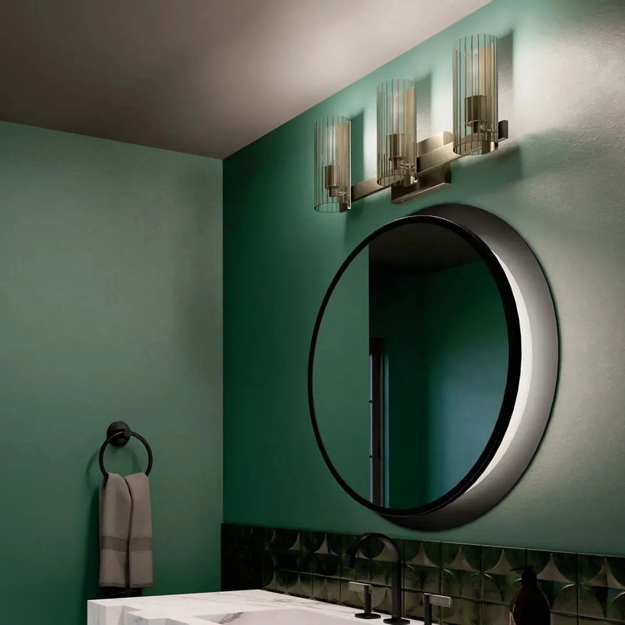 Kichler Jemsa 22.75' 3-Light Vanity, Champagne Bronze with Clear Fluted Glass