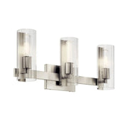 Kichler Jemsa 22.75' 3-Light Vanity Light, Brushed Nickel with Clear Fluted Glass