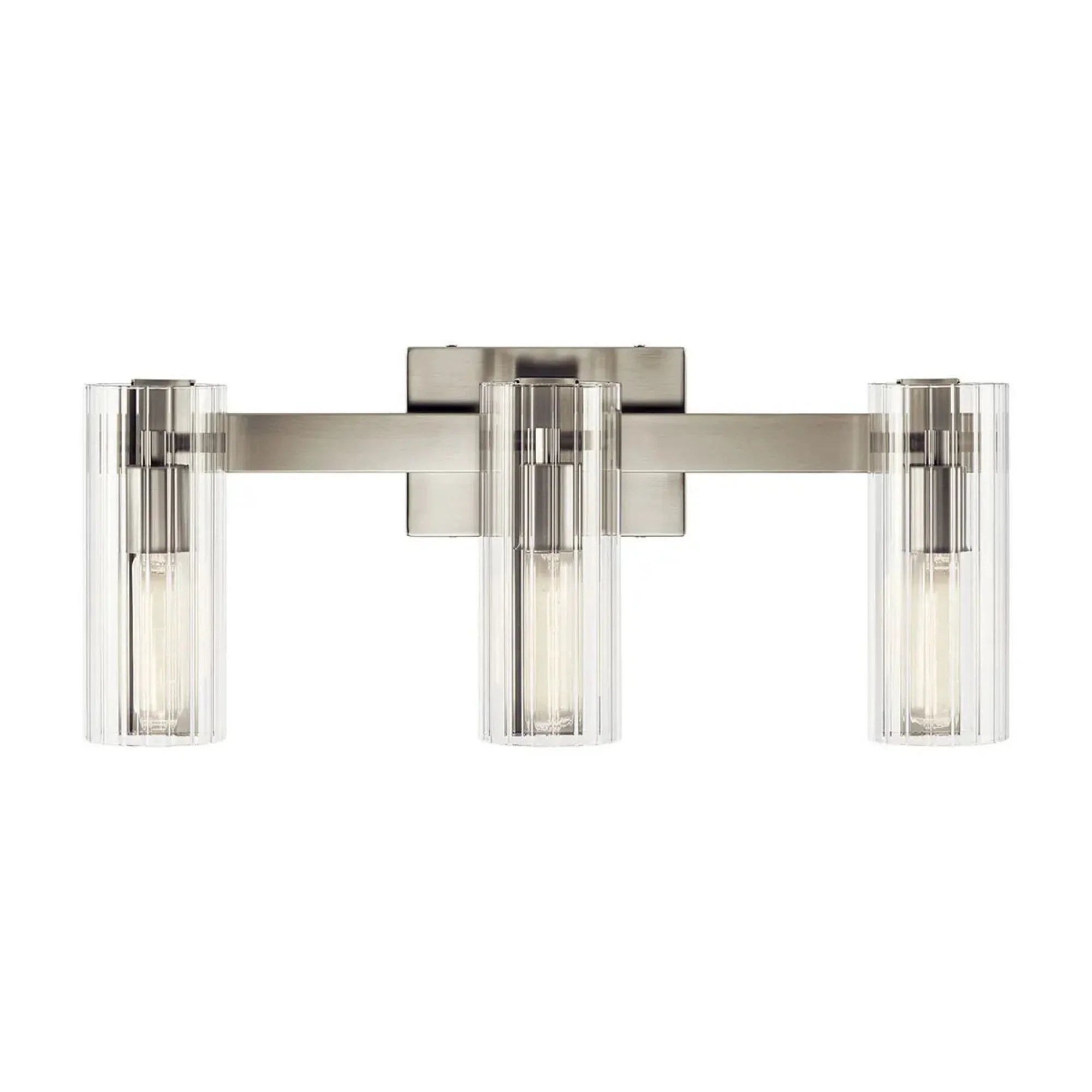 Kichler Jemsa 22.75' 3-Light Vanity Light, Brushed Nickel with Clear Fluted Glass