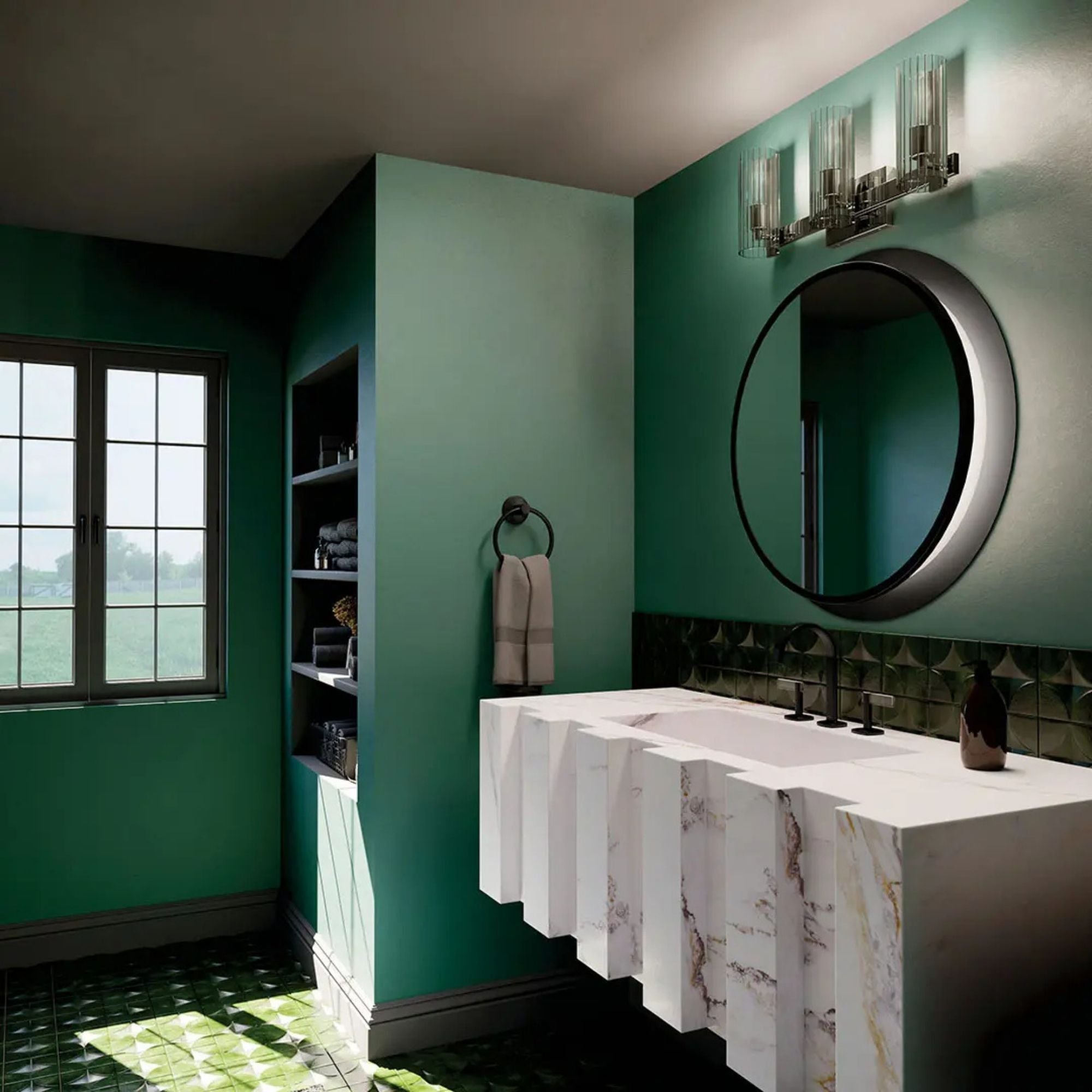 Jemsa 23" 3-Light Vanity Light, Polished Nickel Finish