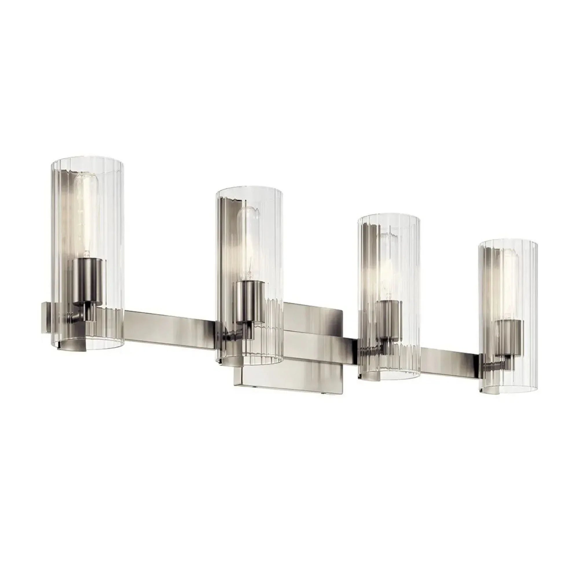 Kichler Jemsa 32 in. 4-Light Vanity Light, Brushed Nickel with Clear Fluted Glass