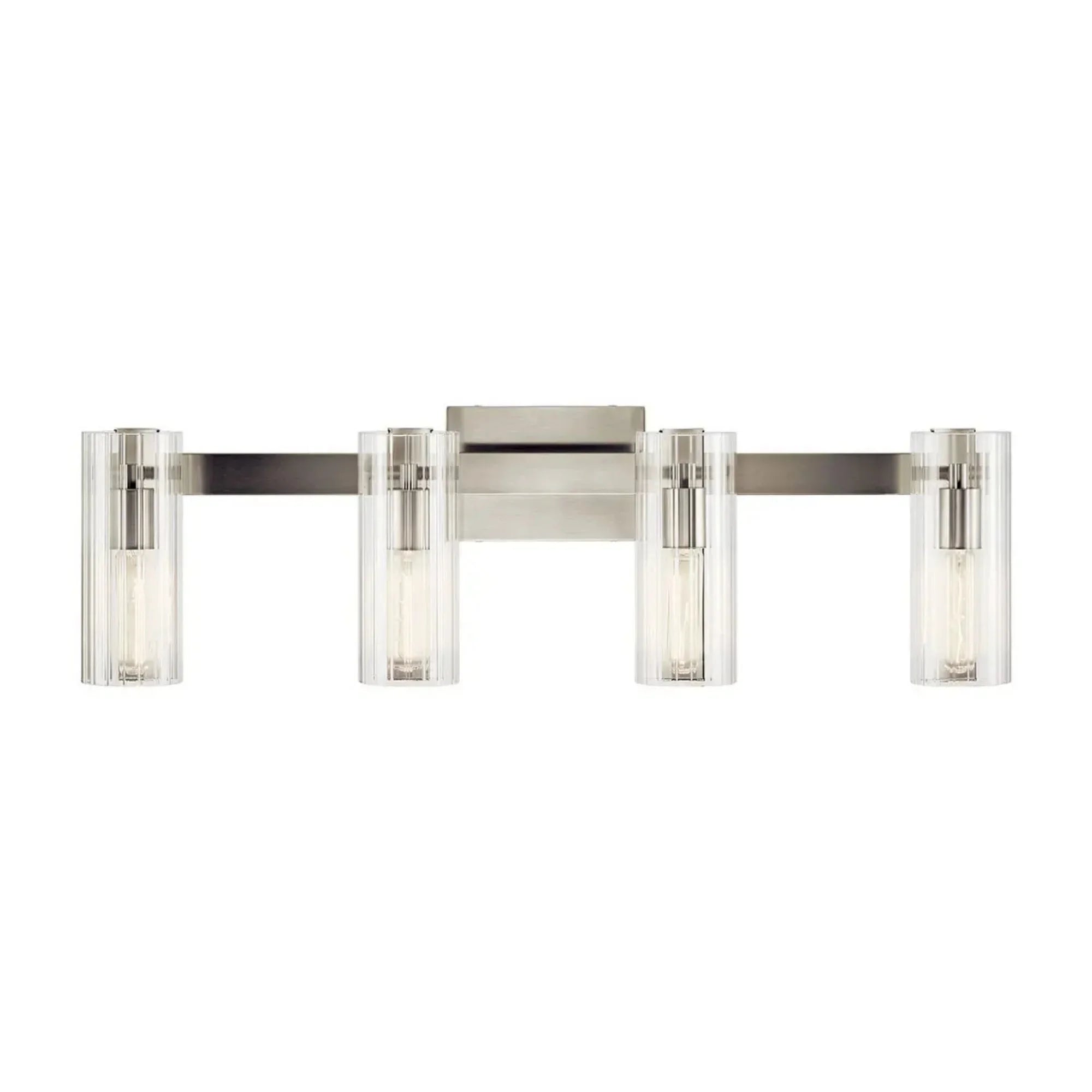 Kichler Jemsa 32 in. 4-Light Vanity Light, Brushed Nickel with Clear Fluted Glass