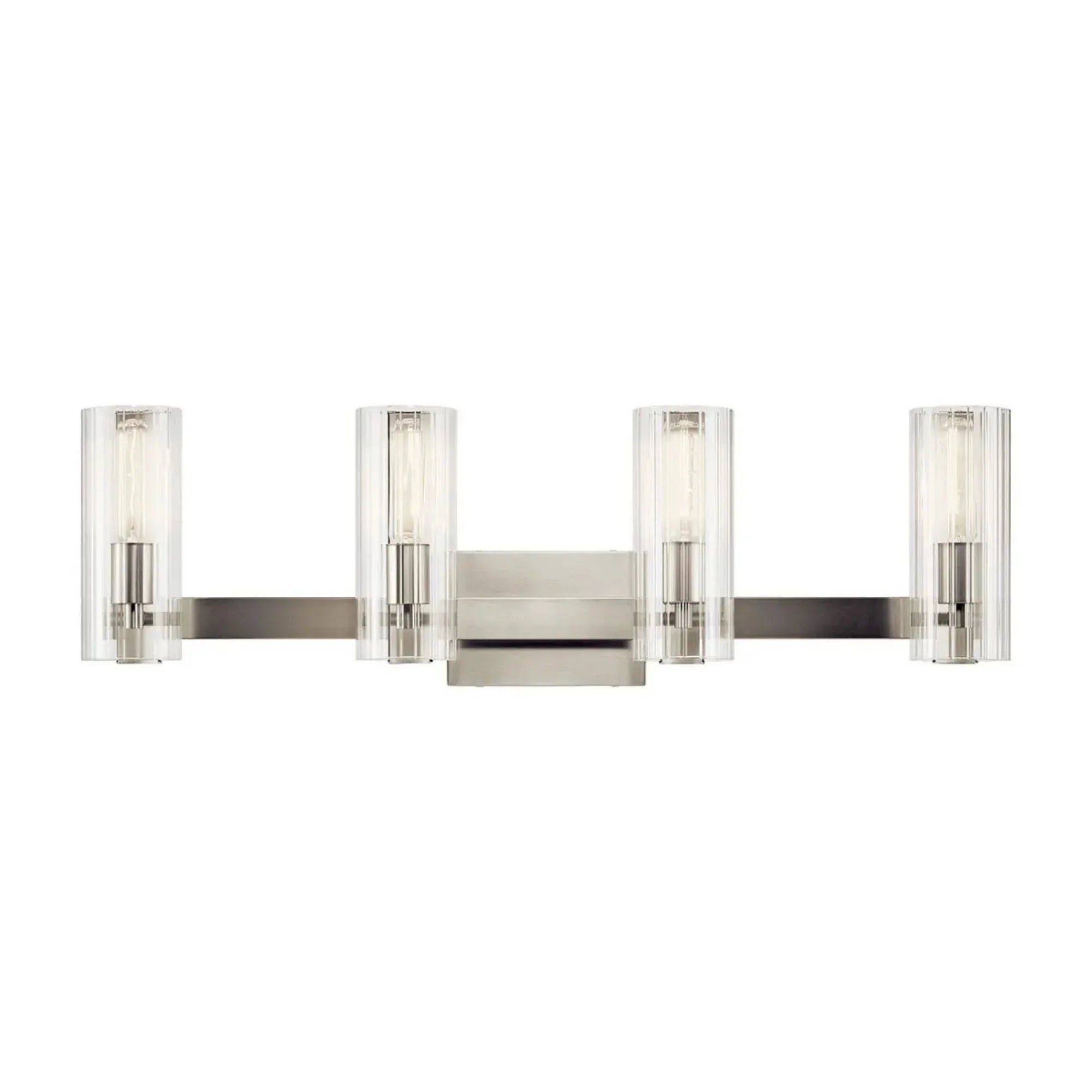 Kichler Jemsa 32 in. 4-Light Vanity Light, Brushed Nickel with Clear Fluted Glass