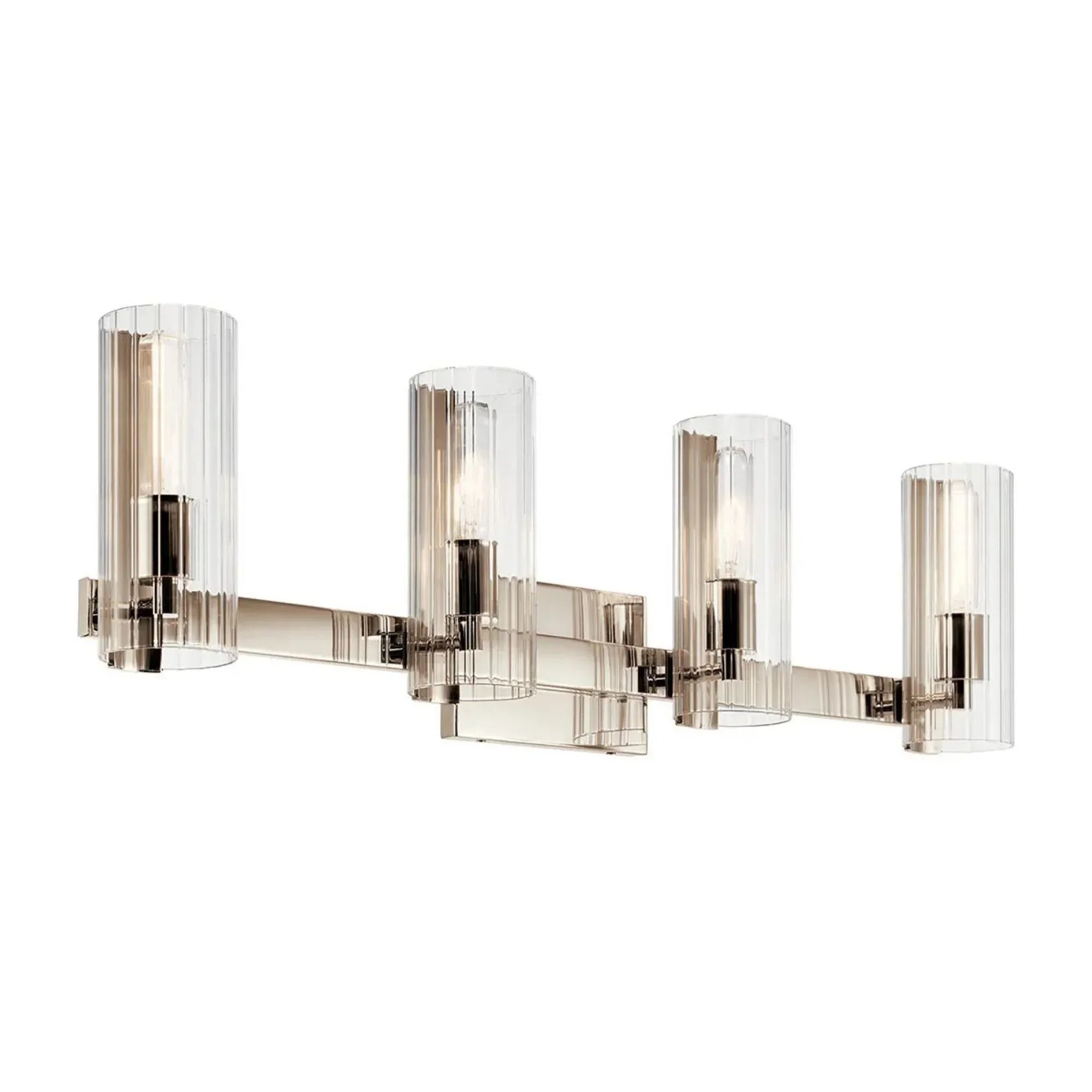 Kichler Jemsa 32 in. 4-Light Vanity Light, Polished Nickel with Clear Fluted Glass