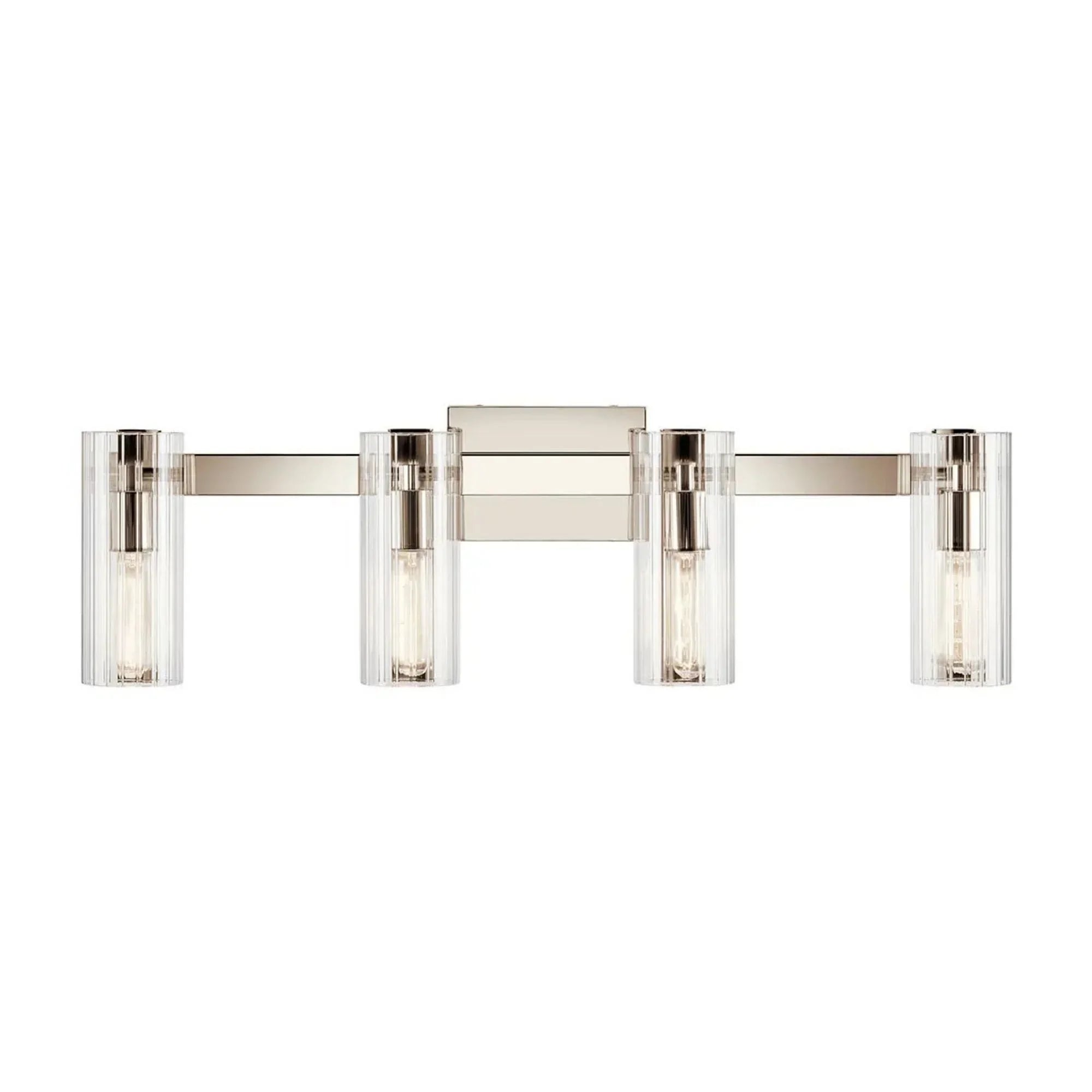 Kichler Jemsa 32 in. 4-Light Vanity Light, Polished Nickel with Clear Fluted Glass