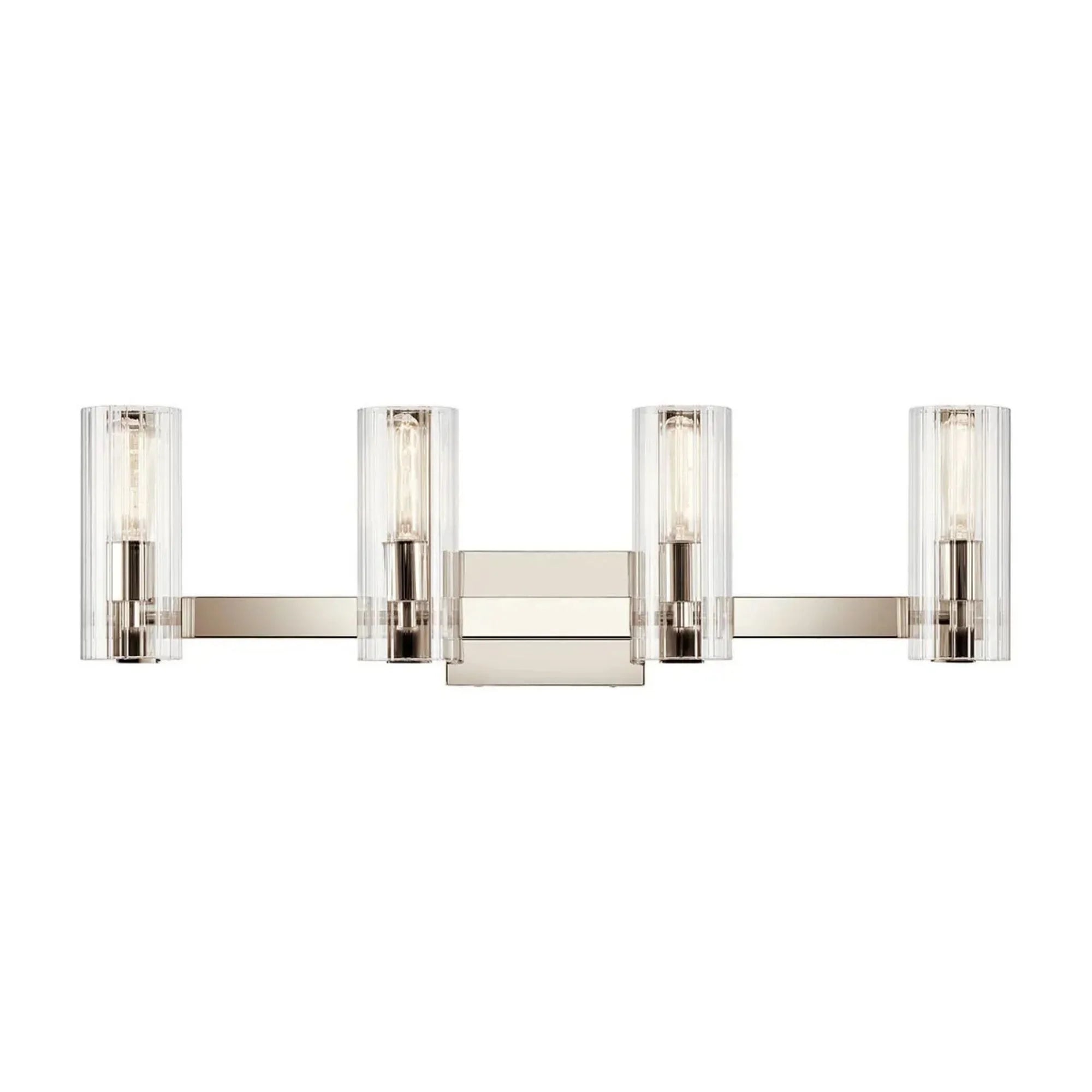 Kichler Jemsa 32 in. 4-Light Vanity Light, Polished Nickel with Clear Fluted Glass