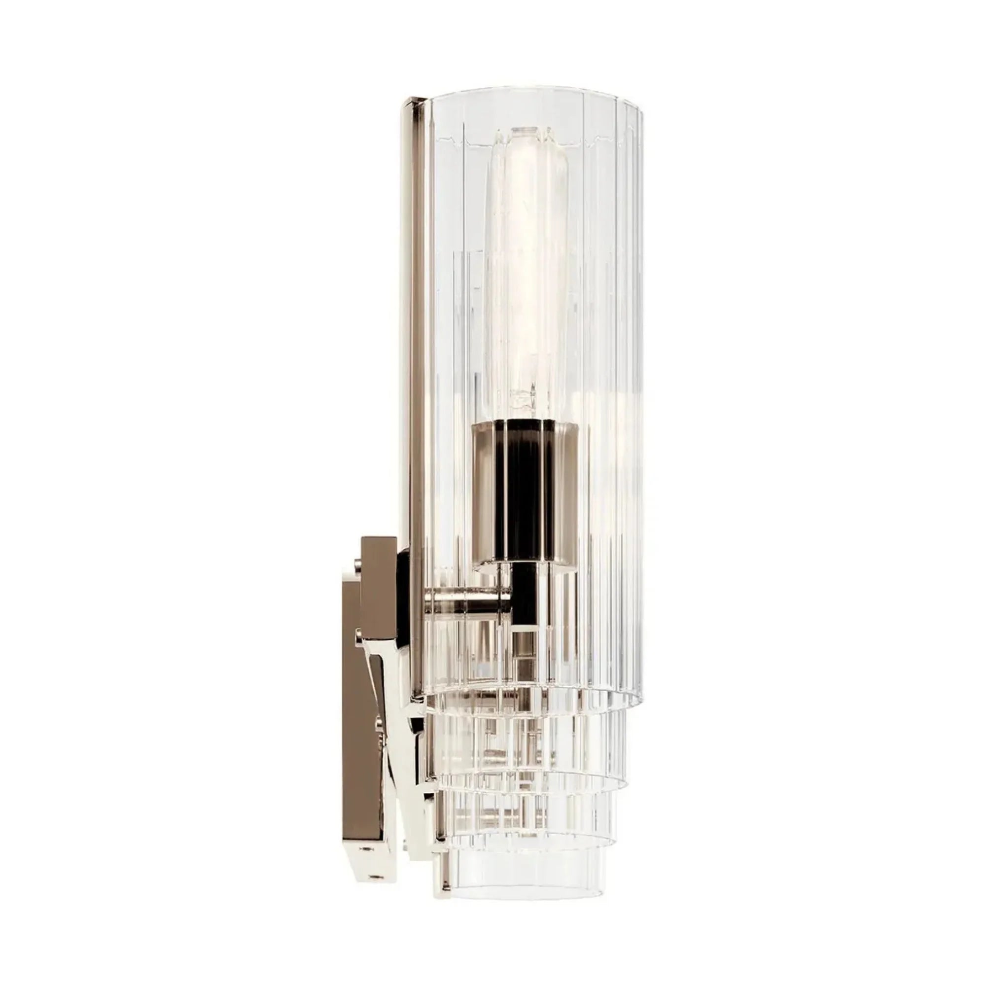 Kichler Jemsa 32 in. 4-Light Vanity Light, Polished Nickel with Clear Fluted Glass