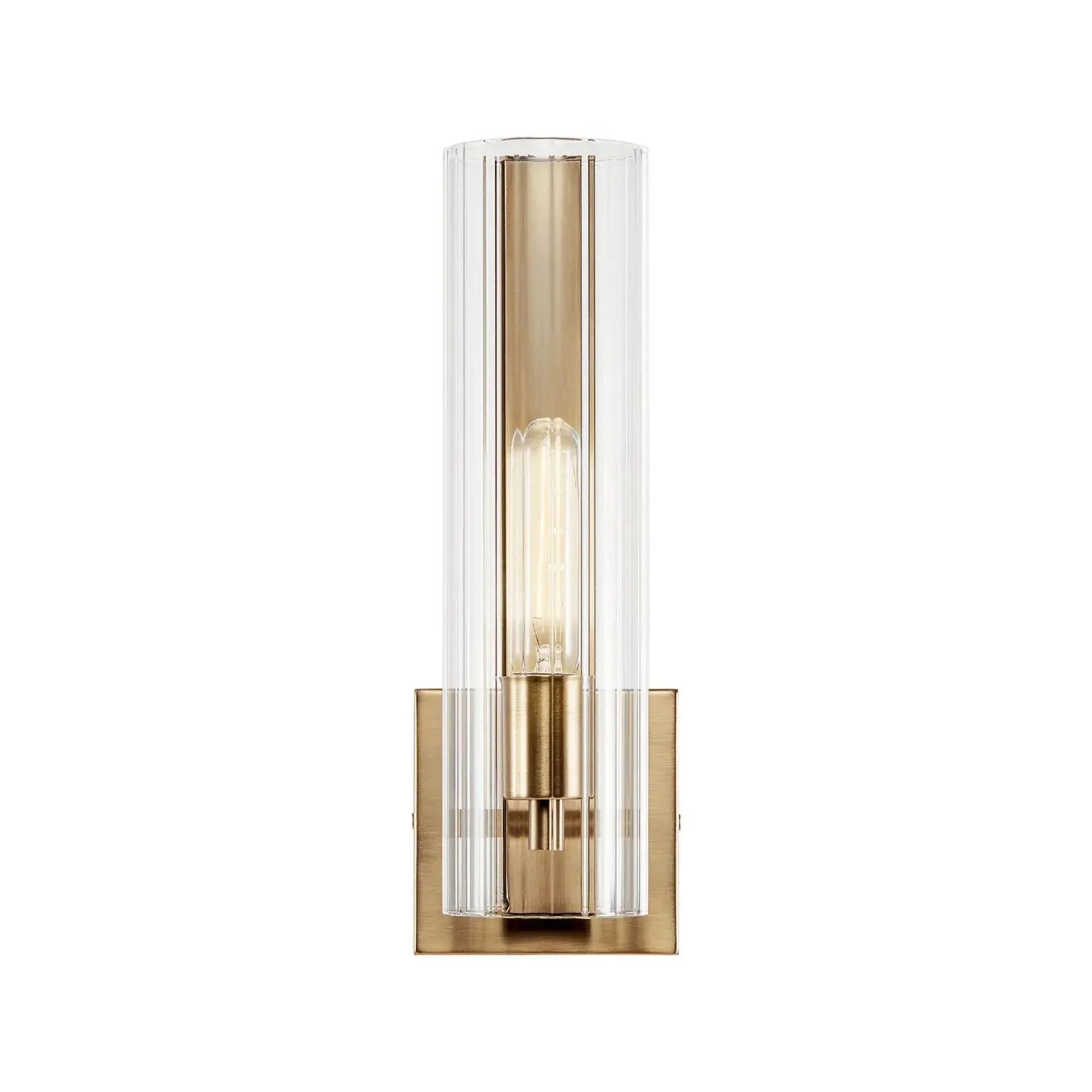 Kichler Jemsa 14 in. Wall Sconce, Champagne Bronze with Clear Fluted Glass