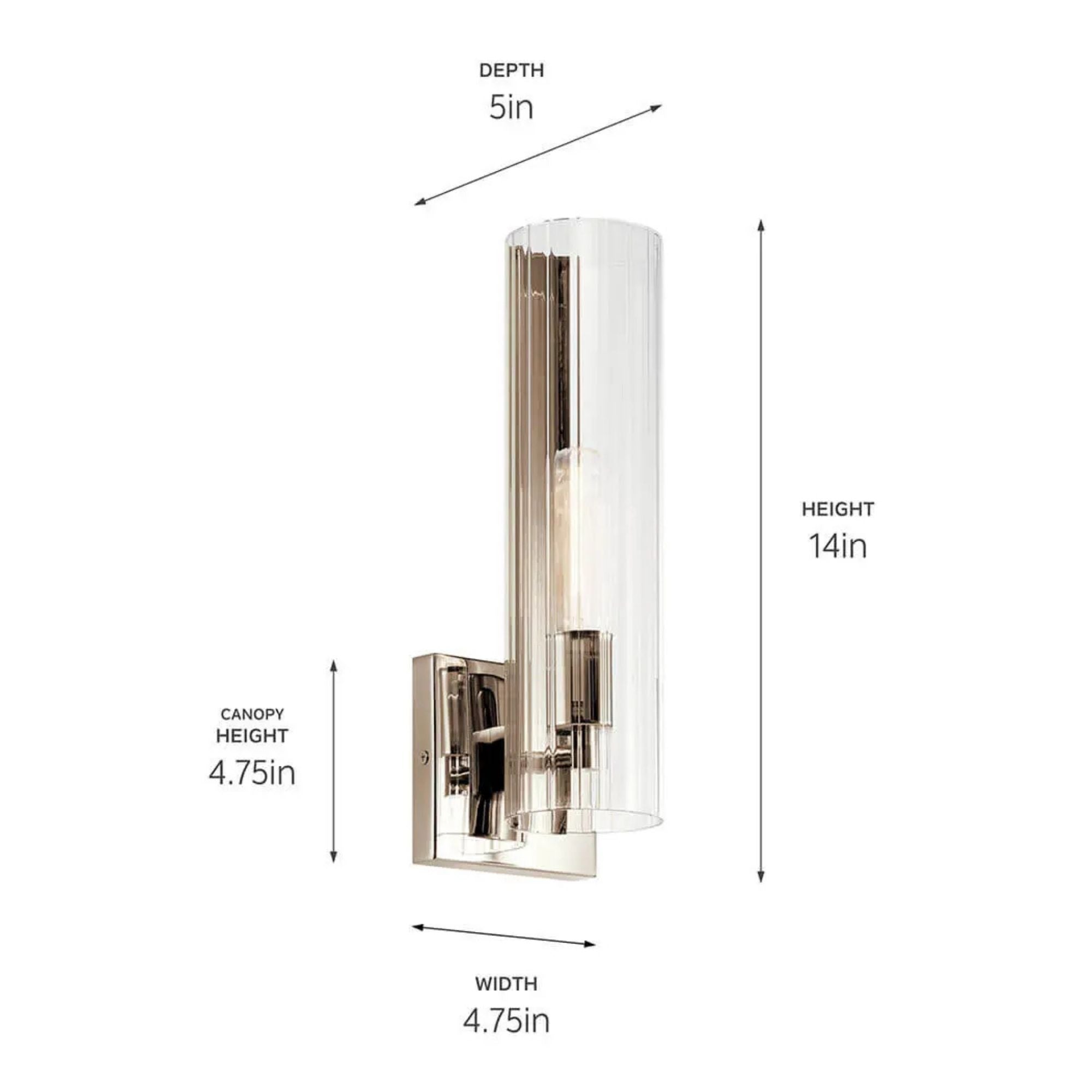 Jemsa 12" Wall Sconce, Polished Nickel Finish