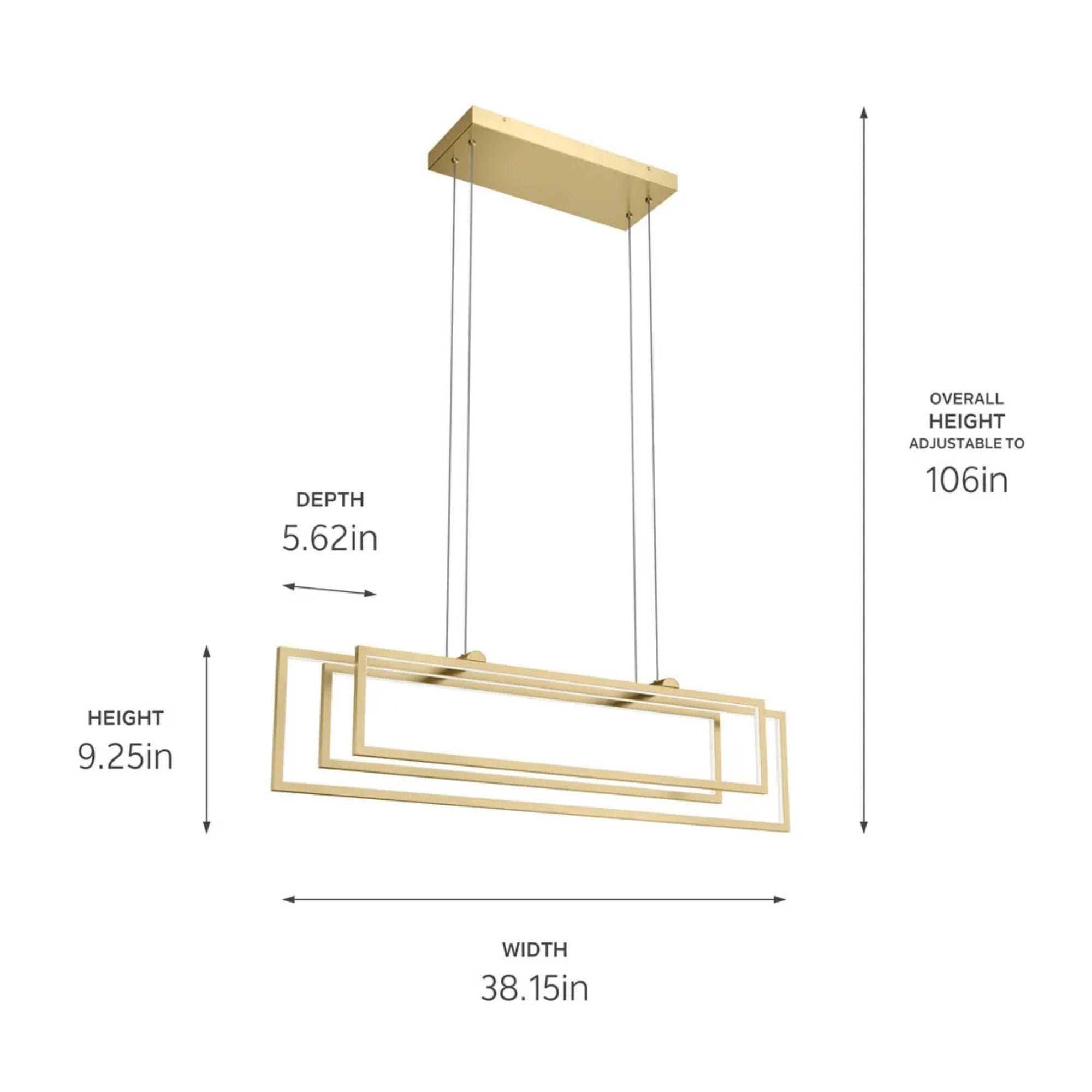 Kichler Lighting - Jestin 38" LED Linear Chandelier, Champagne Gold Finish | Bees Lighting