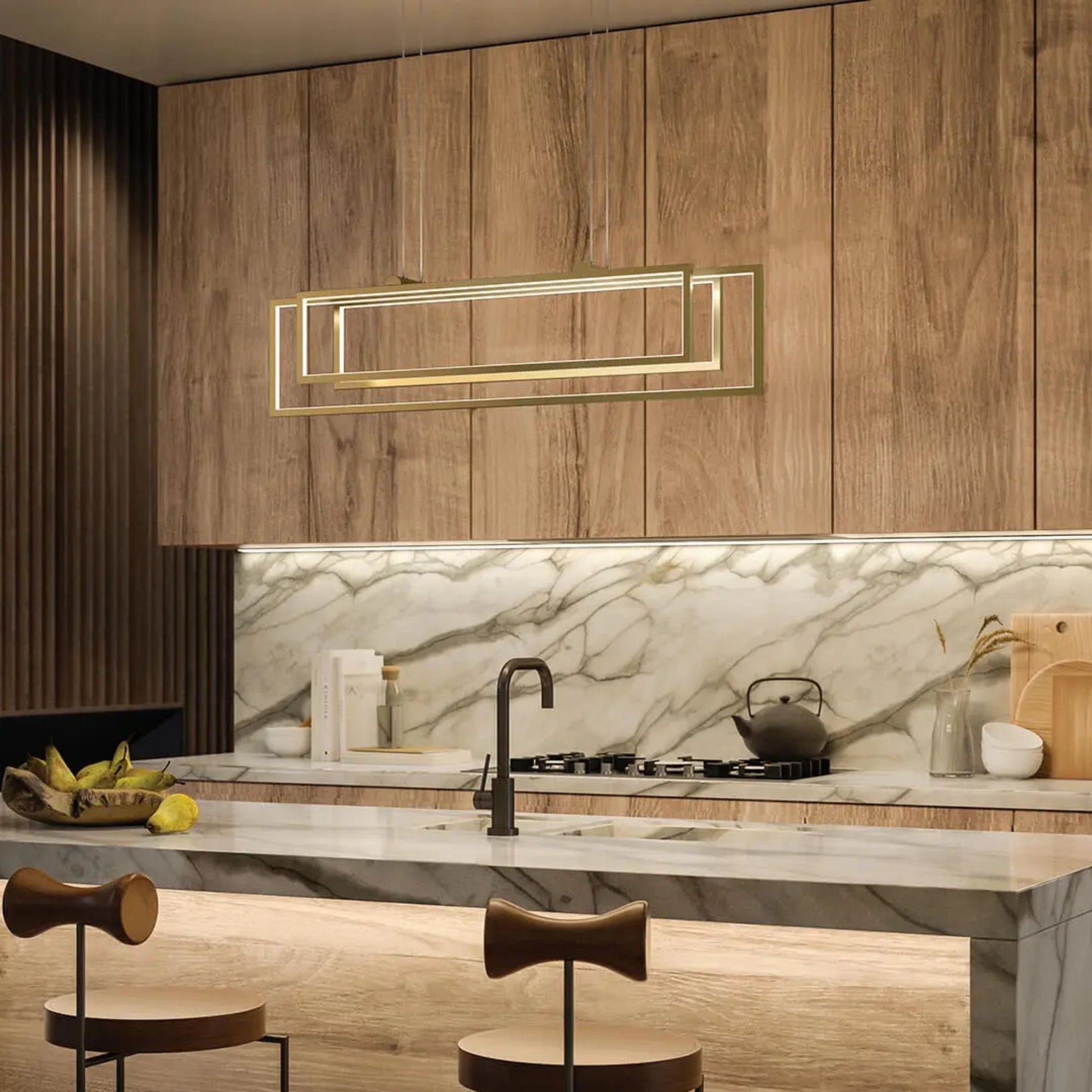 Kichler Lighting - Jestin 38" LED Linear Chandelier, Champagne Gold Finish | Bees Lighting