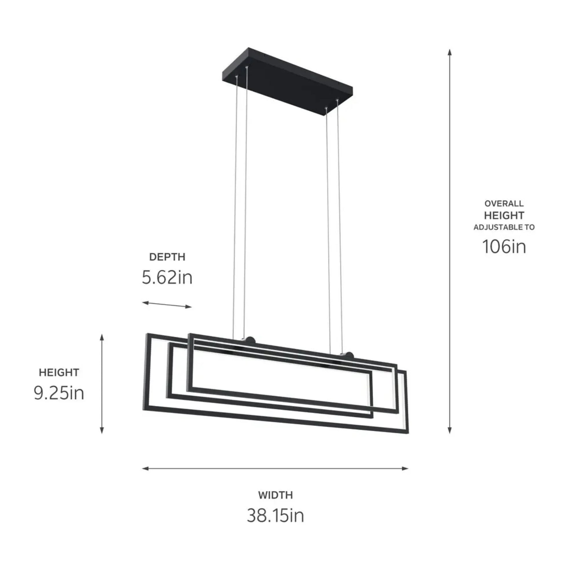 Kichler Lighting - Jestin 38" LED Linear Chandelier, Matte Black Finish | Bees Lighting