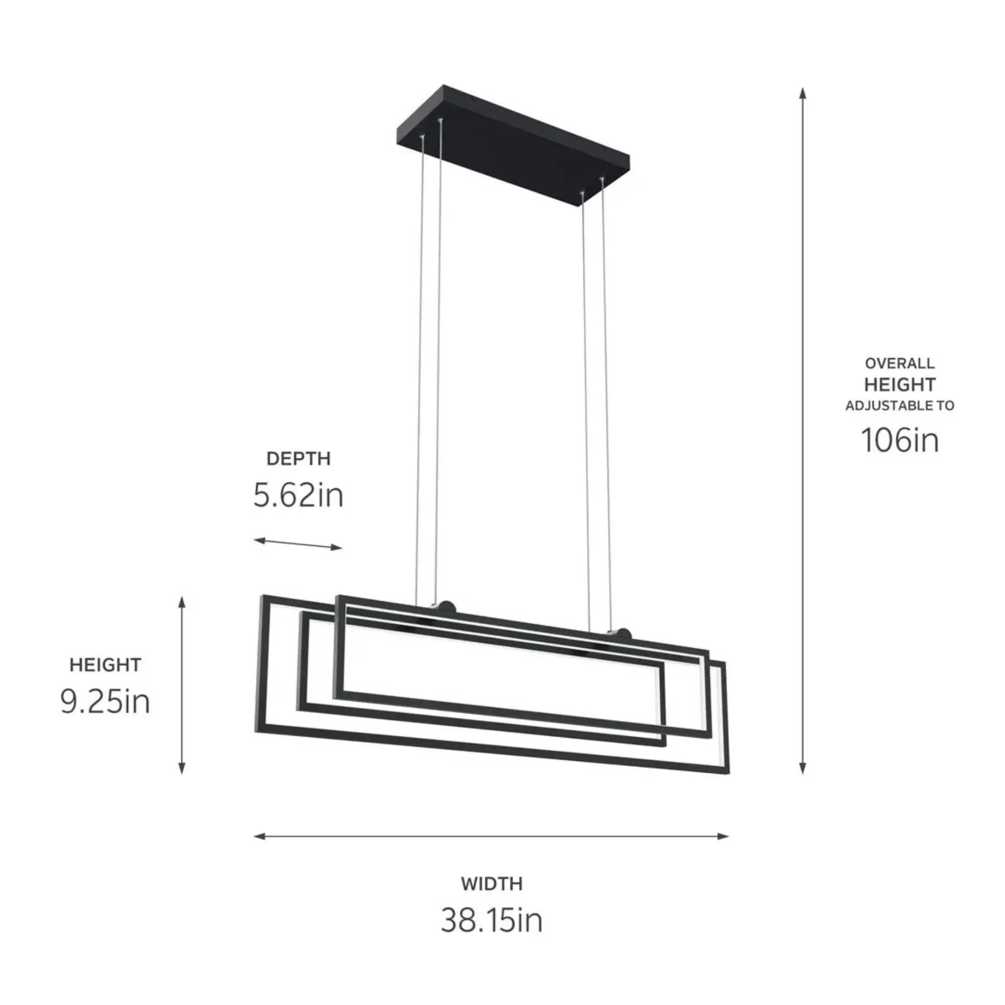 Kichler Lighting - Jestin 38" LED Linear Chandelier, Matte Black Finish | Bees Lighting