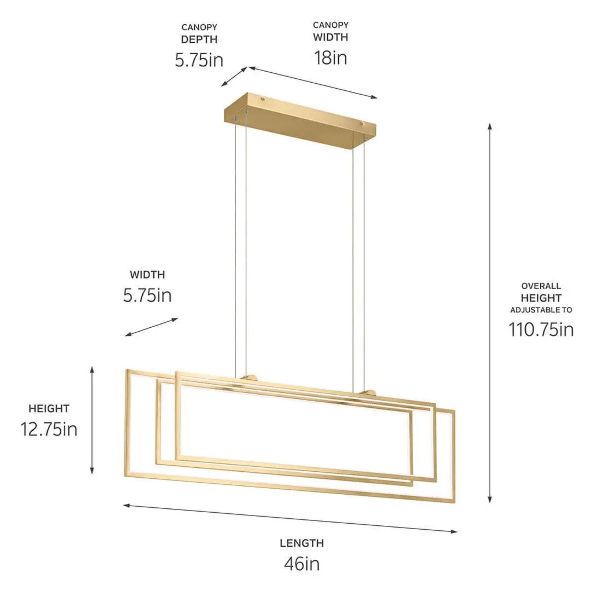 Kichler Lighting - Jestin 46" LED Linear Chandelier, Champagne Gold Finish | Bees Lighting
