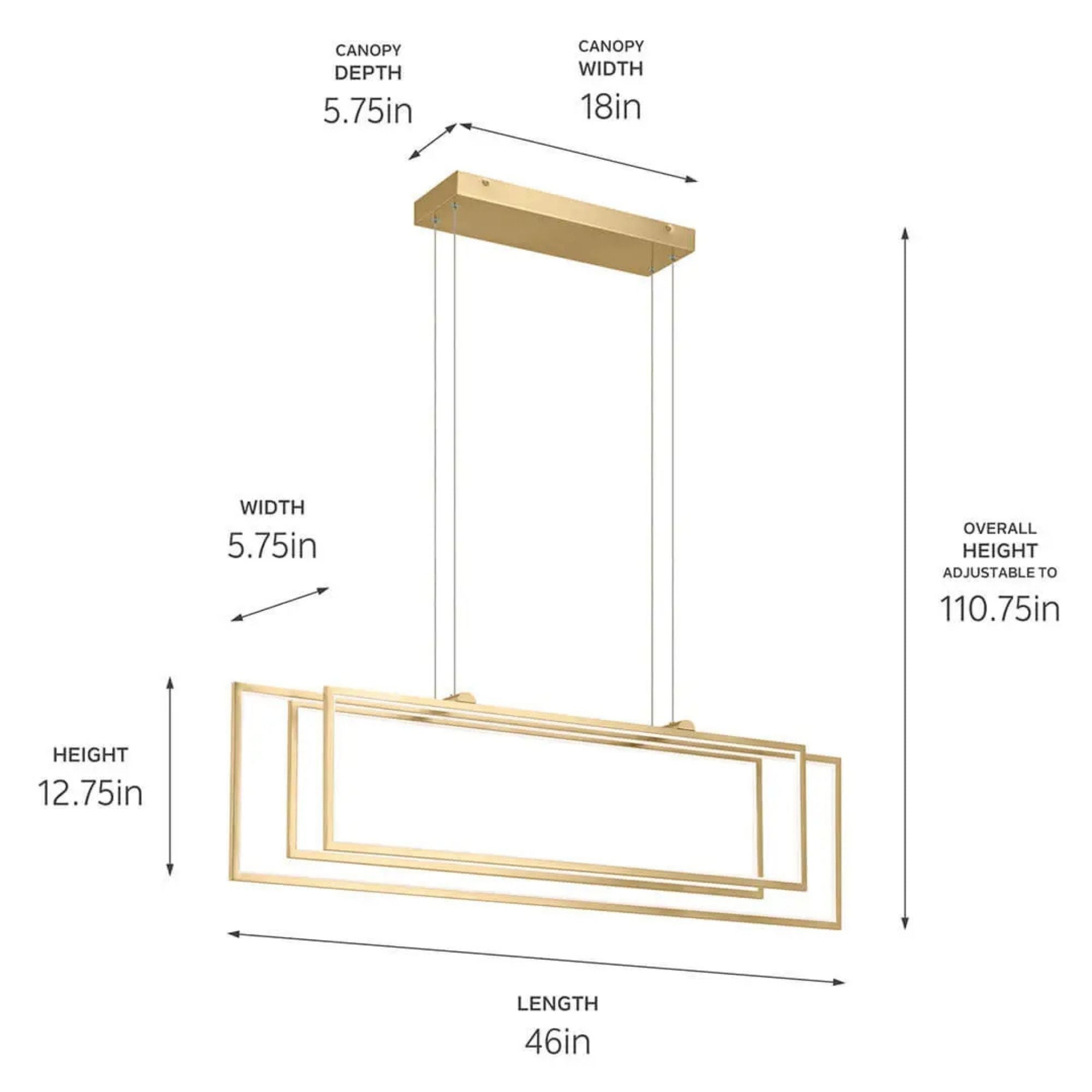 Kichler Lighting - Jestin 46" LED Linear Chandelier, Champagne Gold Finish | Bees Lighting