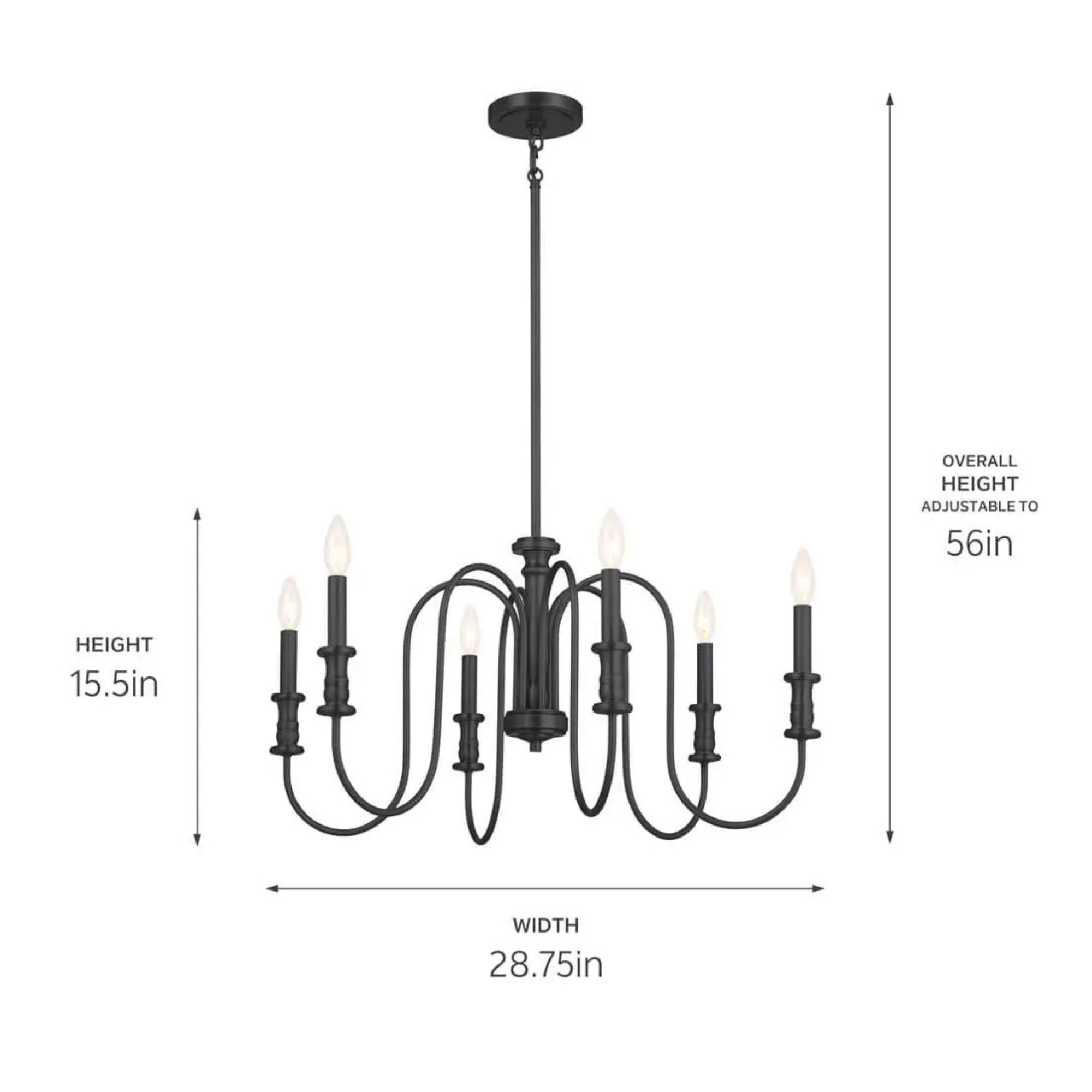 Kichler Karthe 28.75 in. 6-Light Chandelier, Black