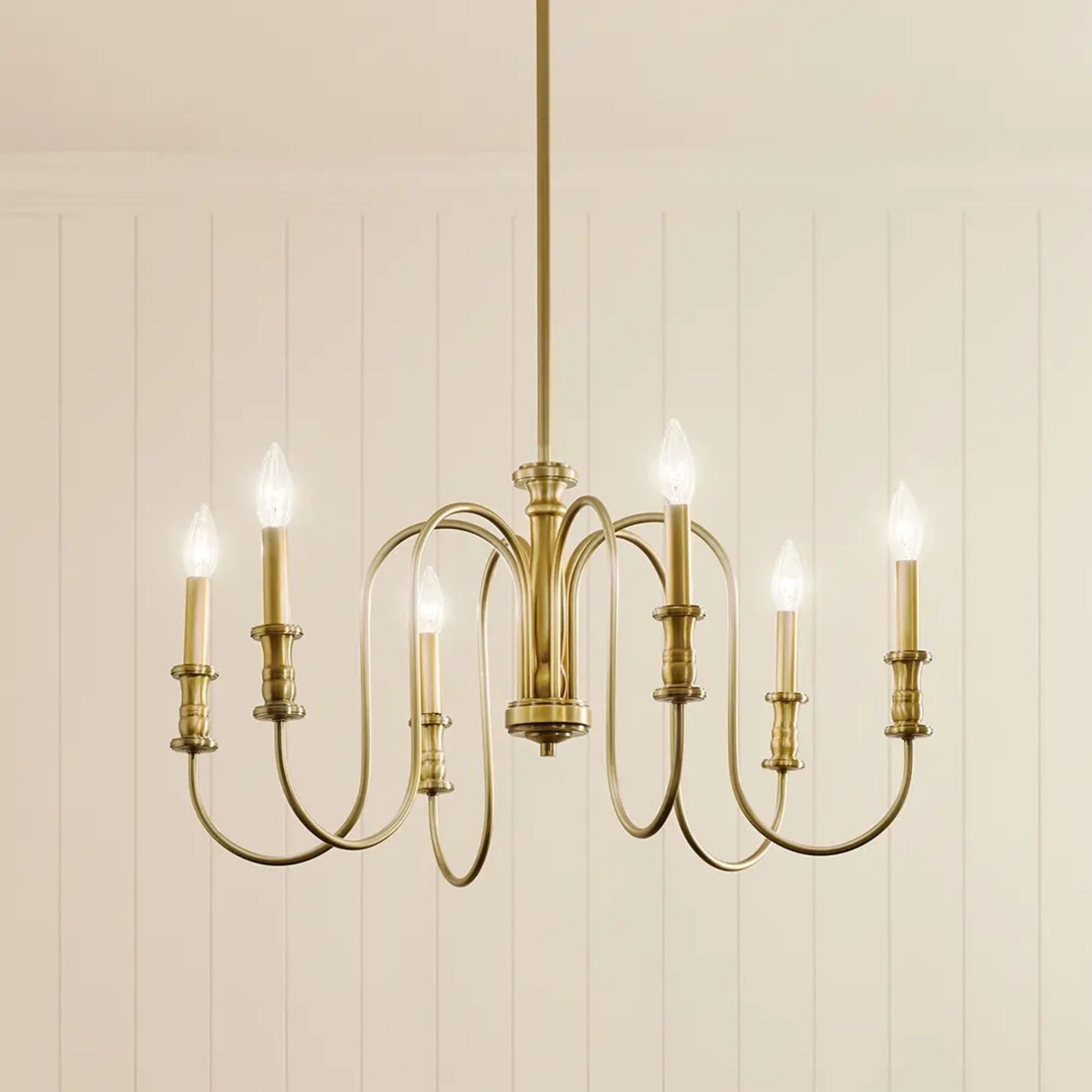 Kichler Karthe 28.75 in. 6-Light Chandelier, Natural Brass