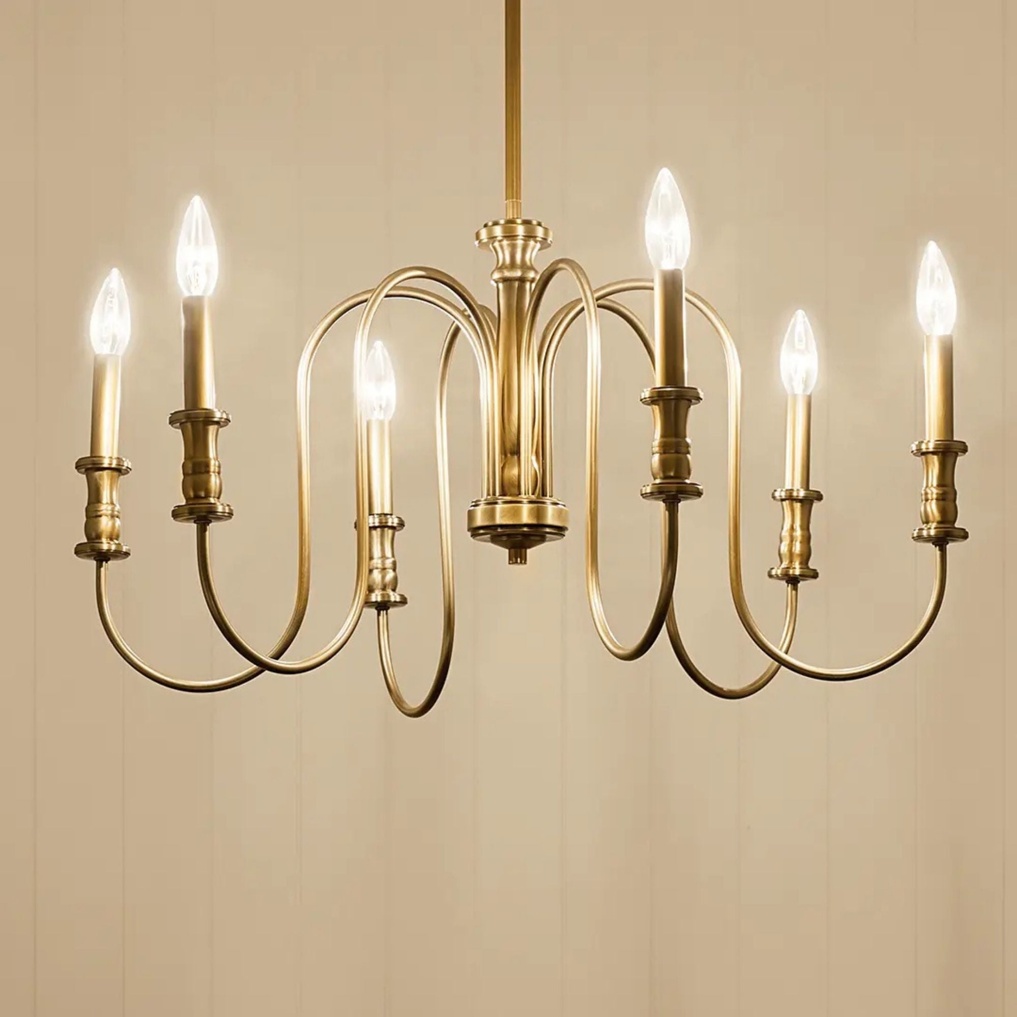 Kichler Karthe 28.75 in. 6-Light Chandelier, Natural Brass