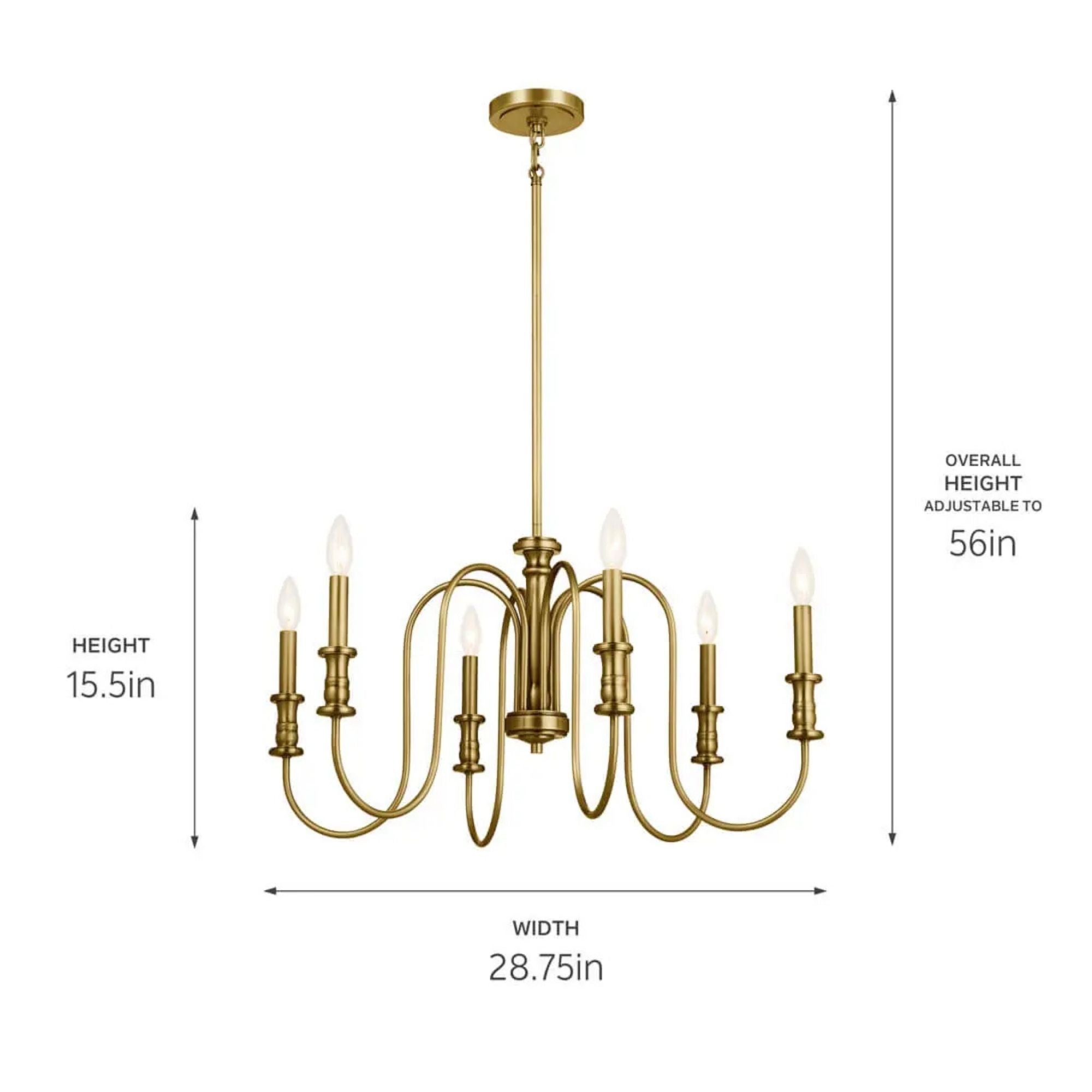Kichler Karthe 28.75 in. 6-Light Chandelier, Natural Brass