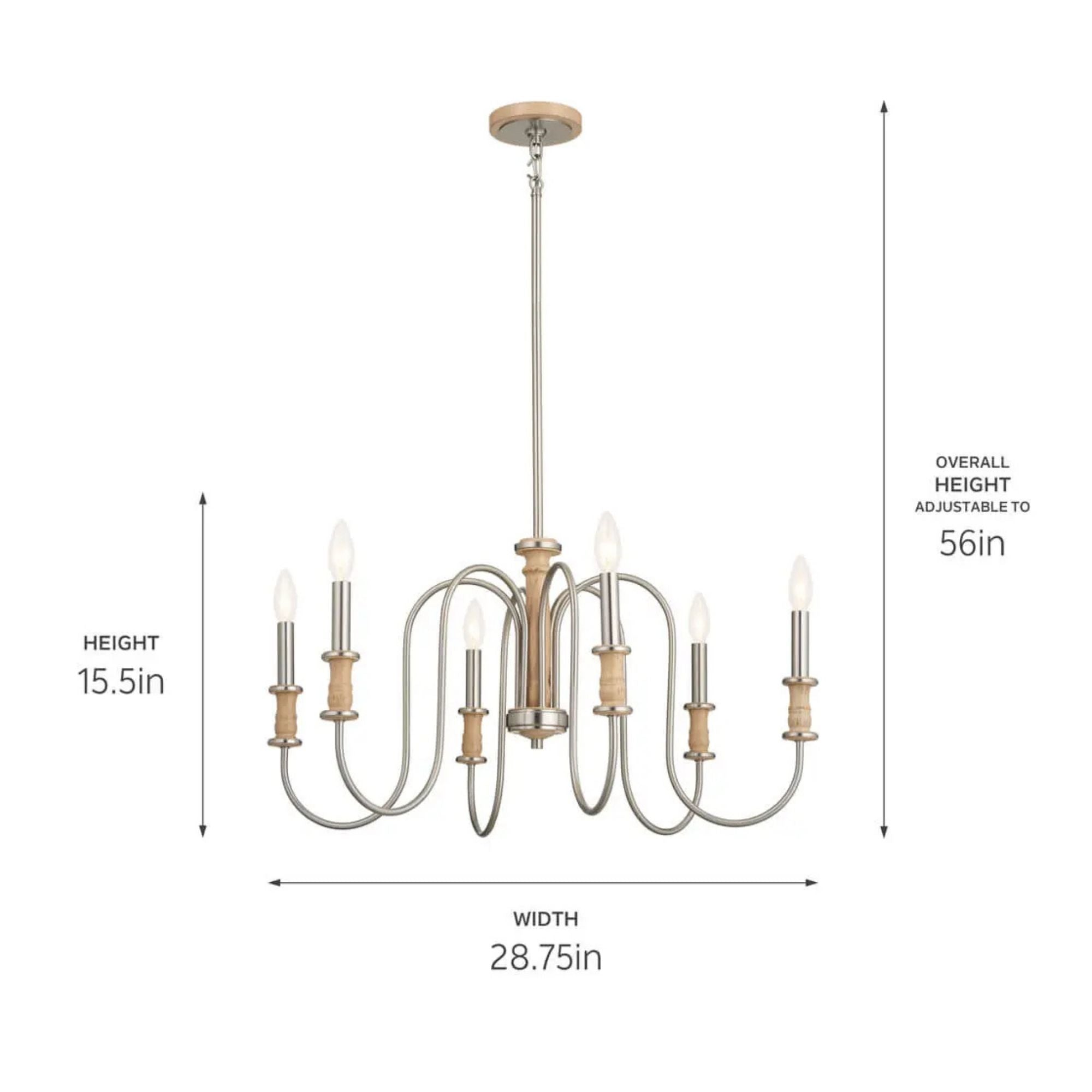 Kichler Karthe 28.75 in. 6-Light Chandelier, Brushed Nickel