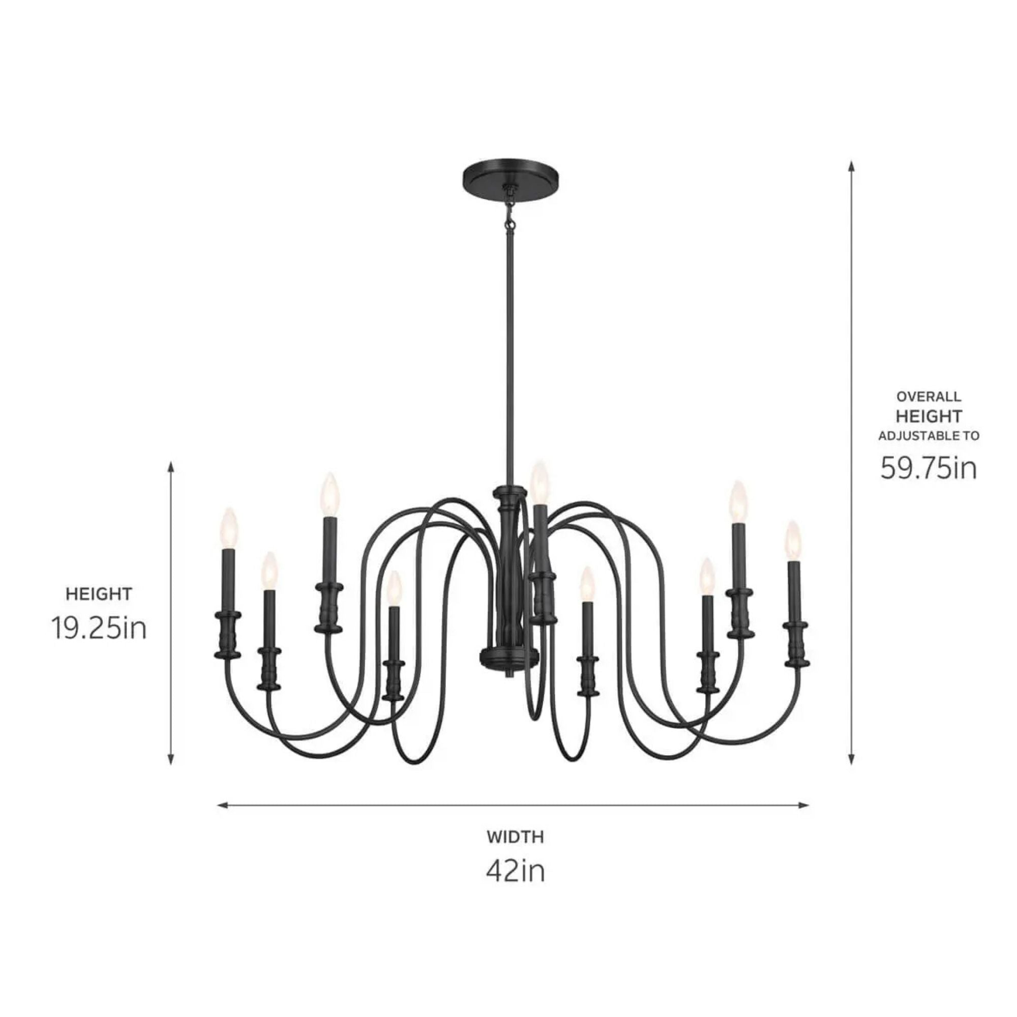 Kichler Karthe 42 in. 9-Light Chandelier, Black